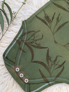 Organic Cotton Infant One-Piece ~ Khaki Leaf ~ 12-18mth