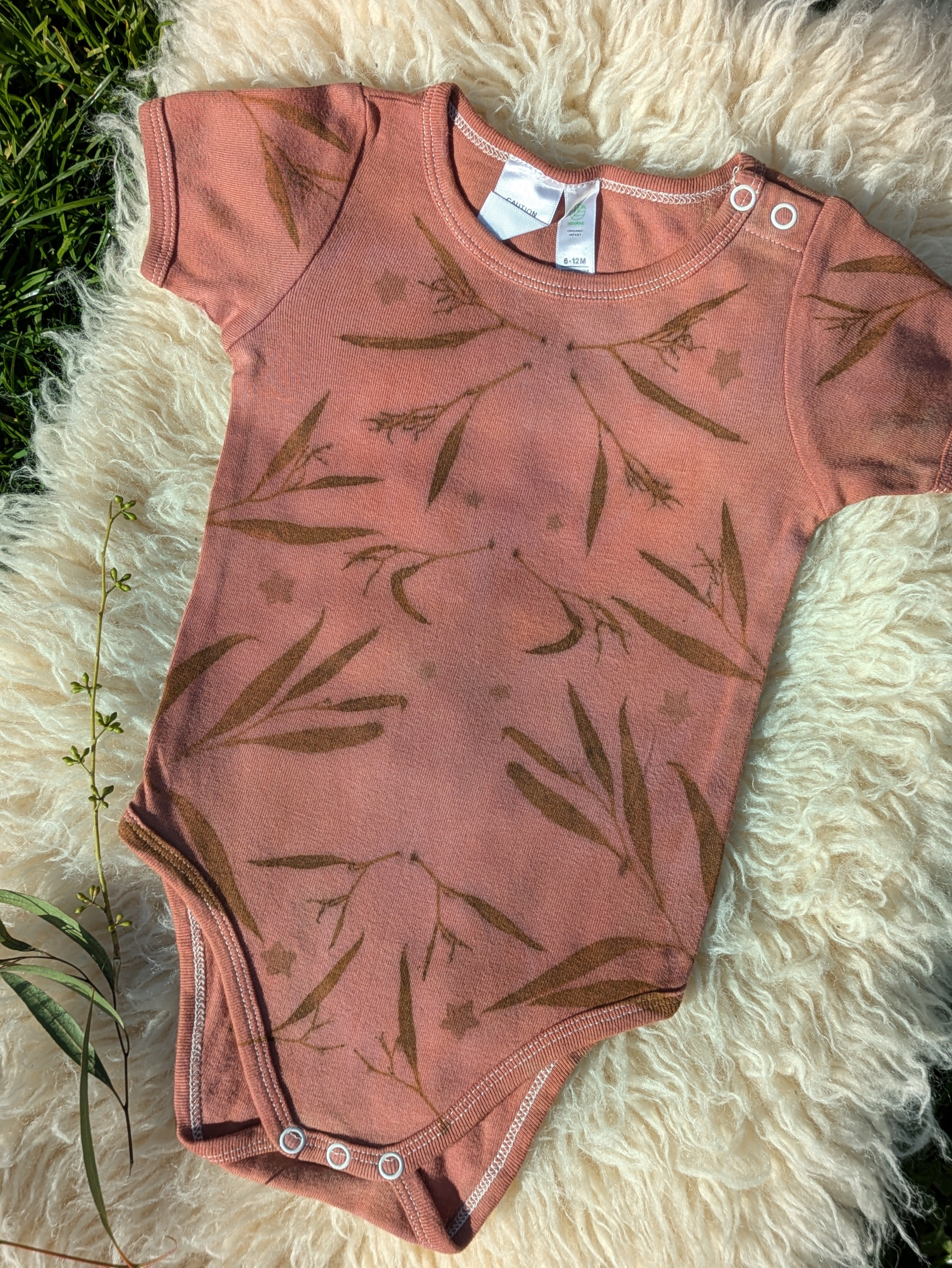Organic Cotton Infant One-Piece ~ Plum Blossom ~ 12-18mths