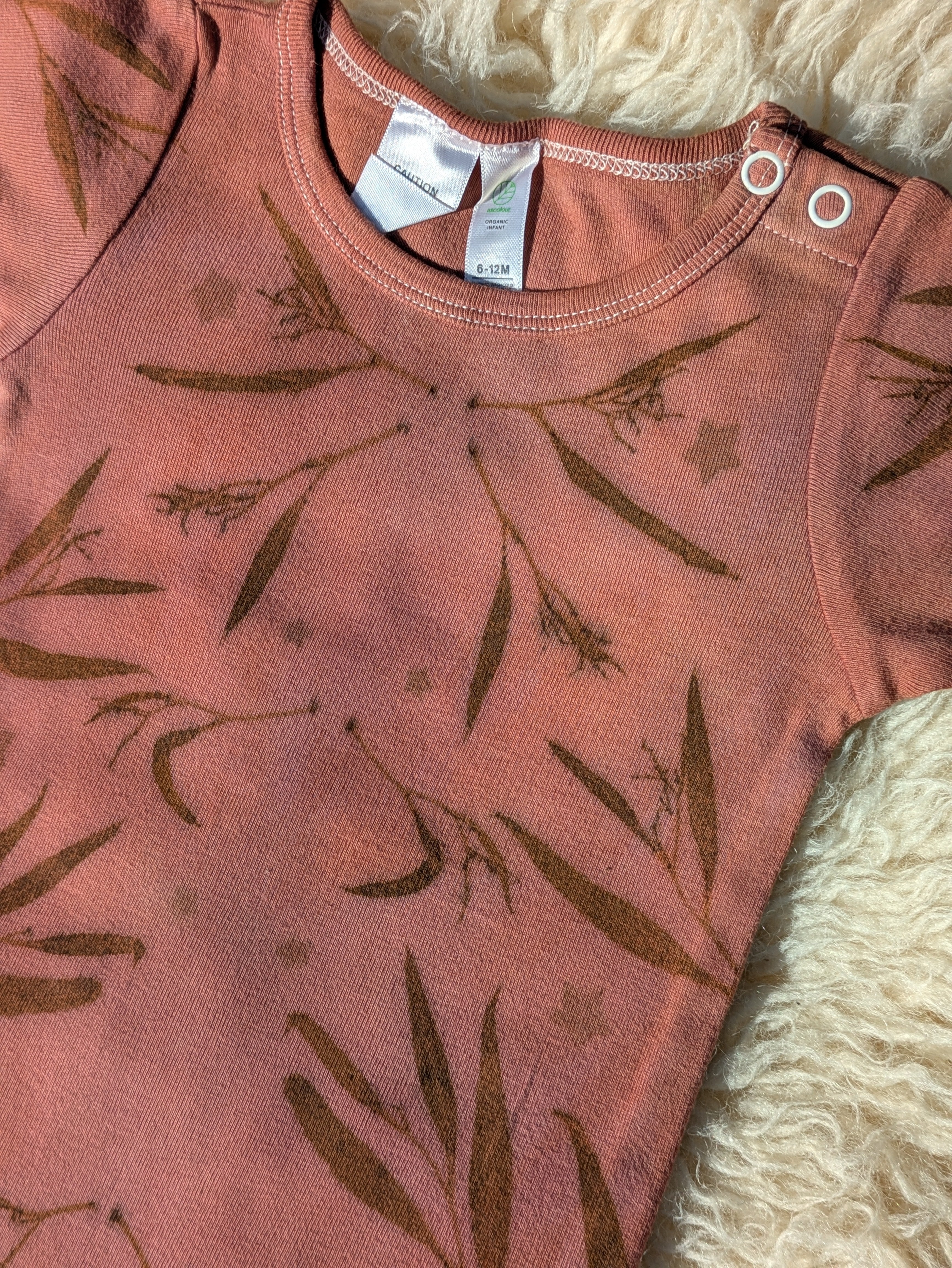 Organic Cotton Infant One-Piece ~ Plum Blossom ~ 12-18mths