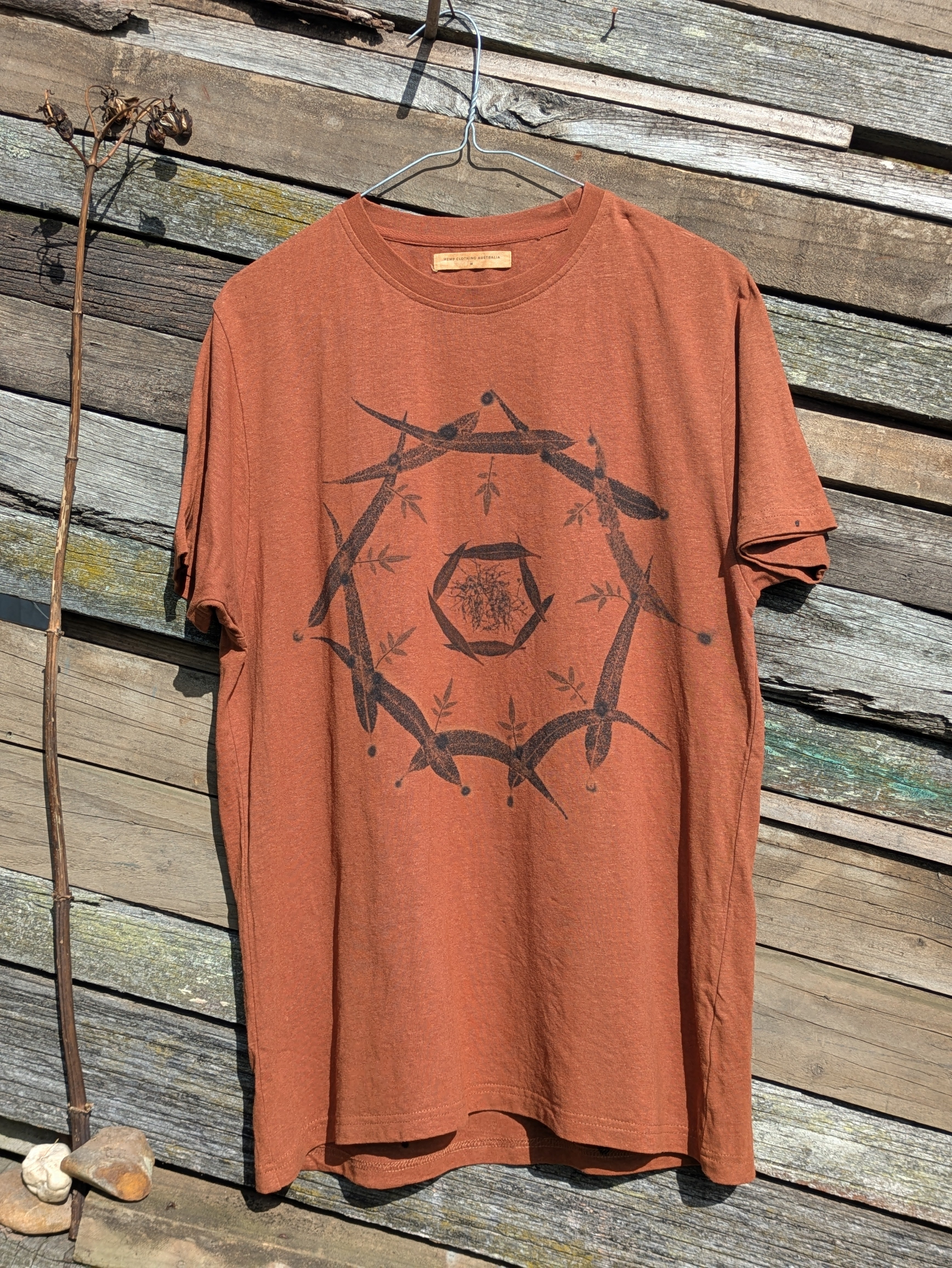 Mens Hemp Eco Printed Tee ~ Terracotta Portal ~ M
