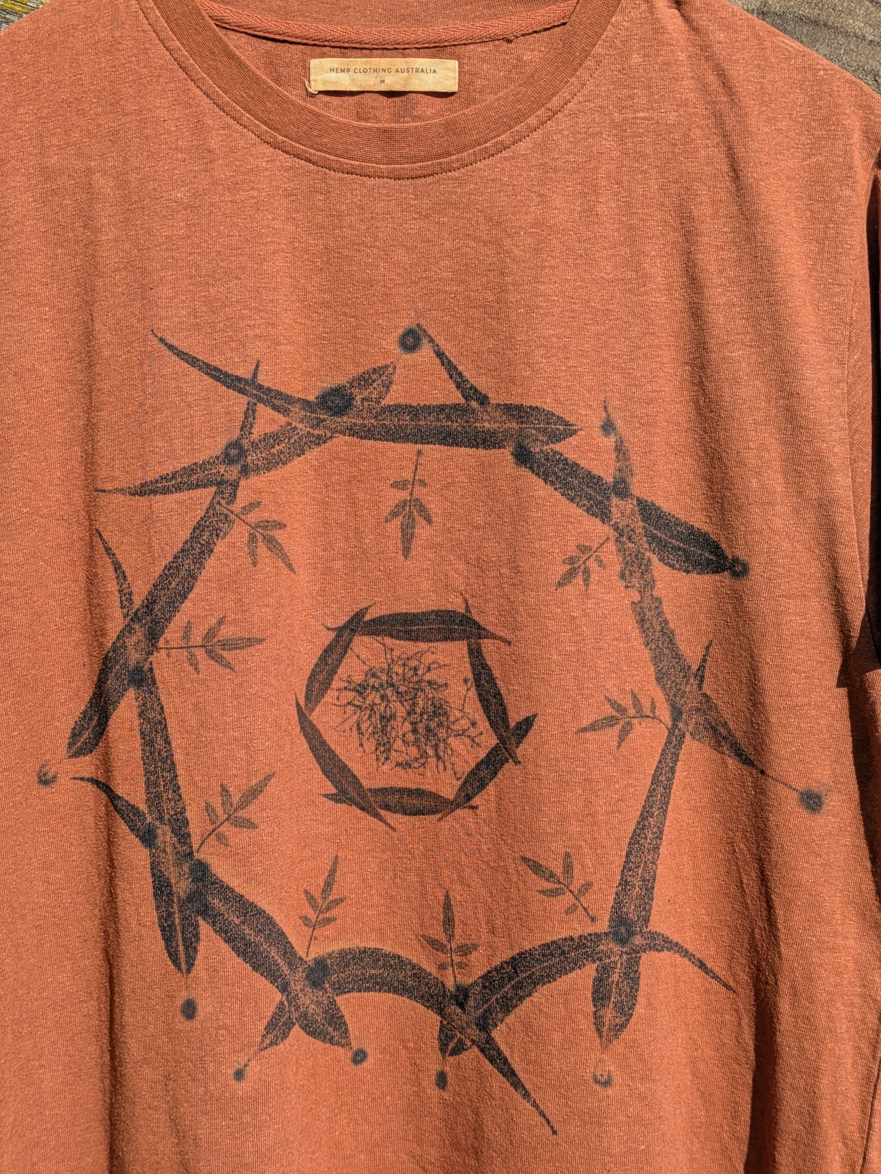 Mens Hemp Eco Printed Tee ~ Terracotta Portal ~ M