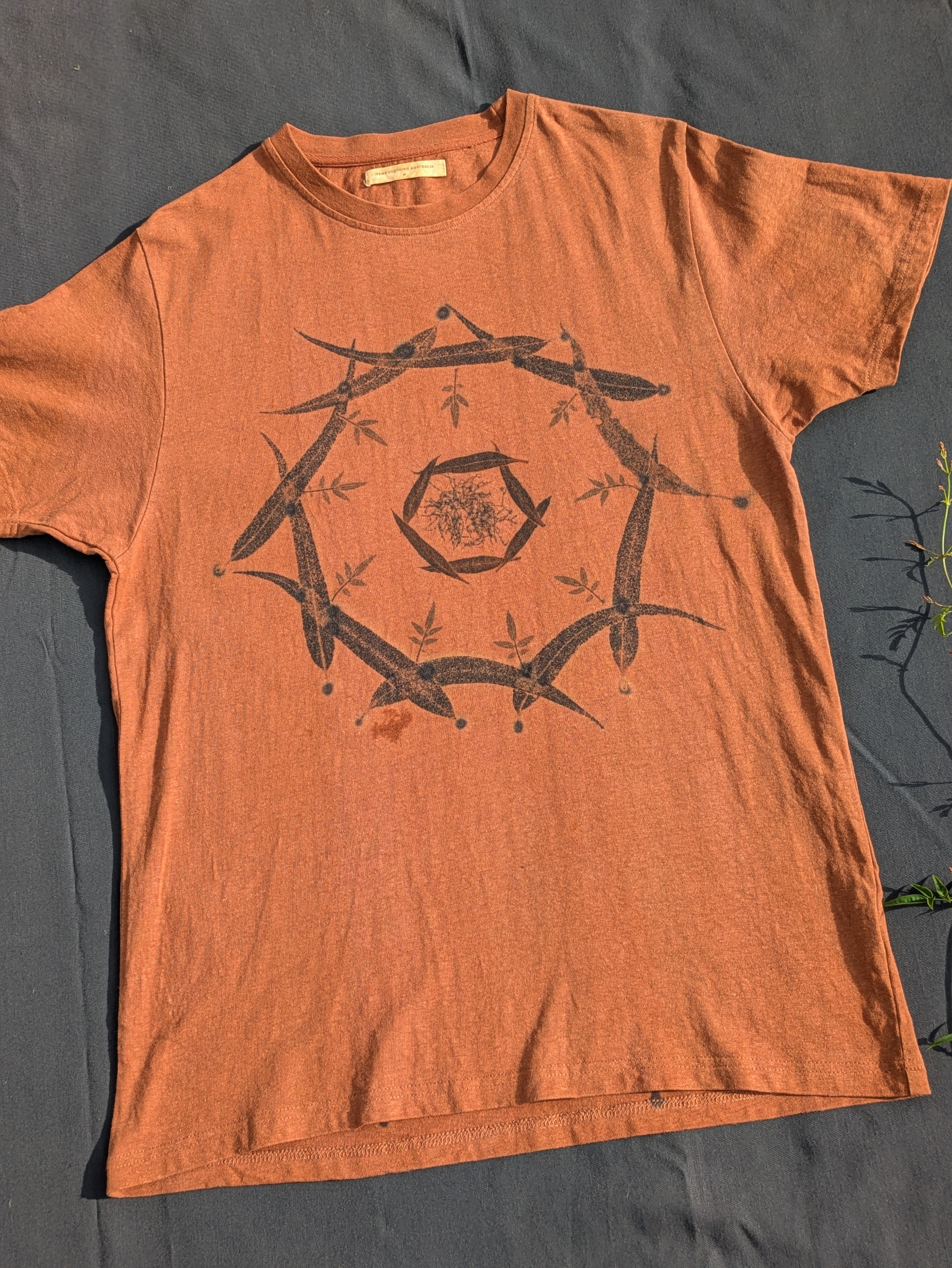 Mens Hemp Eco Printed Tee ~ Terracotta Portal ~ M