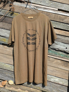 Mens Hemp Eco Printed Tee ~ Olive ~ L