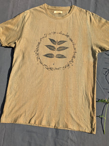 Mens Hemp Eco Printed Tee ~ Olive ~ L