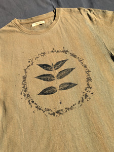 Mens Hemp Eco Printed Tee ~ Olive ~ L
