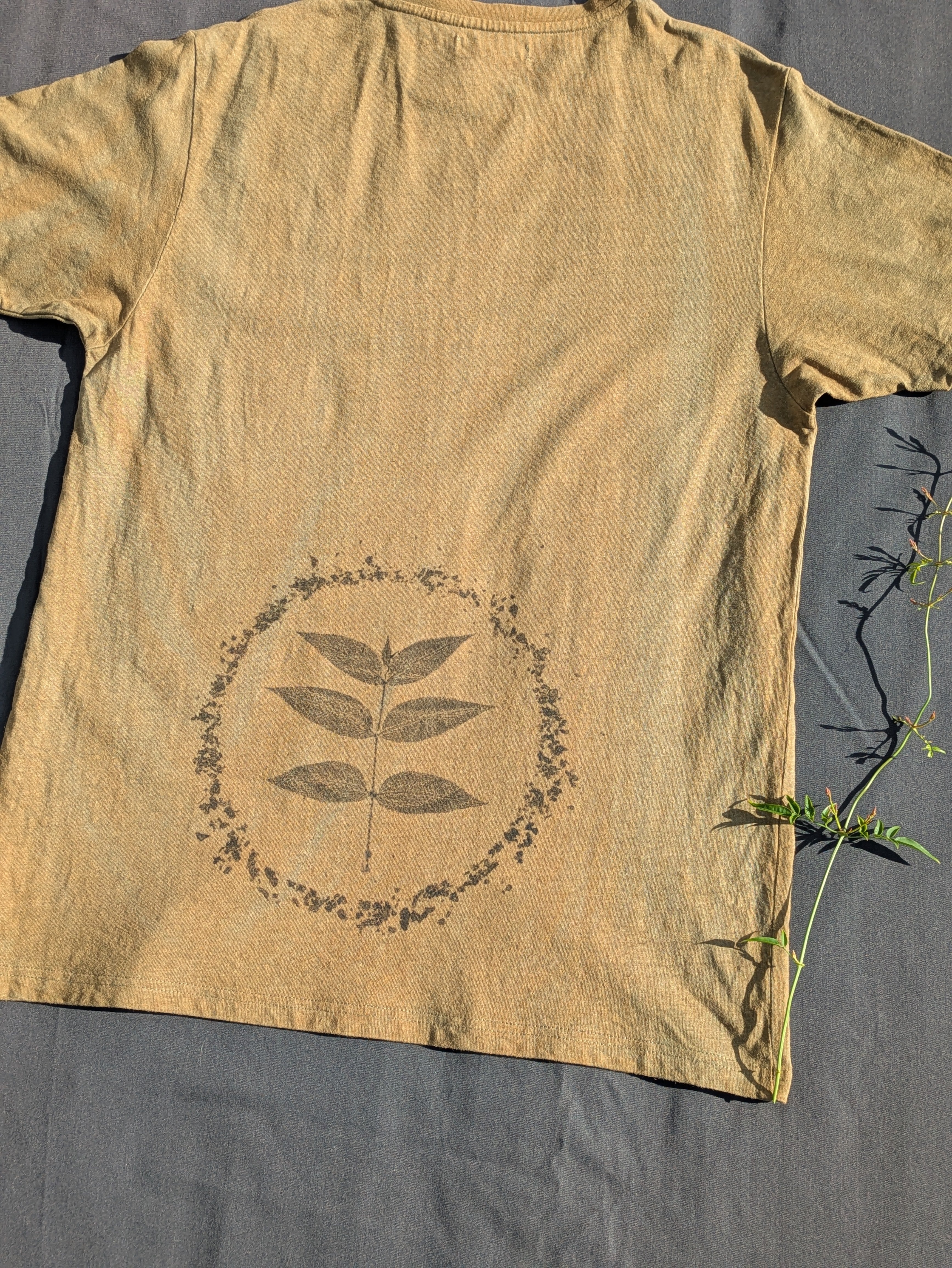Mens Hemp Eco Printed Tee ~ Olive ~ L