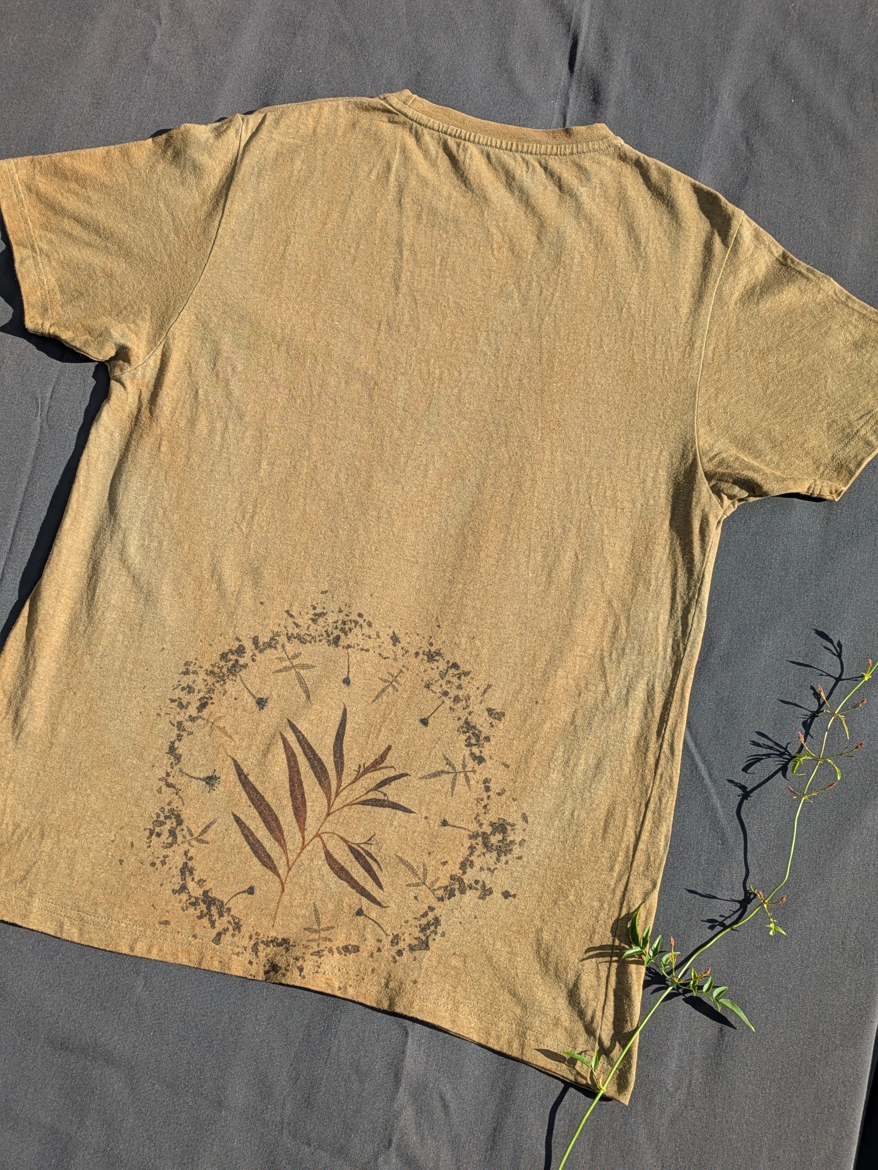 Mens Hemp Eco Printed Tee ~ Olive ~ M