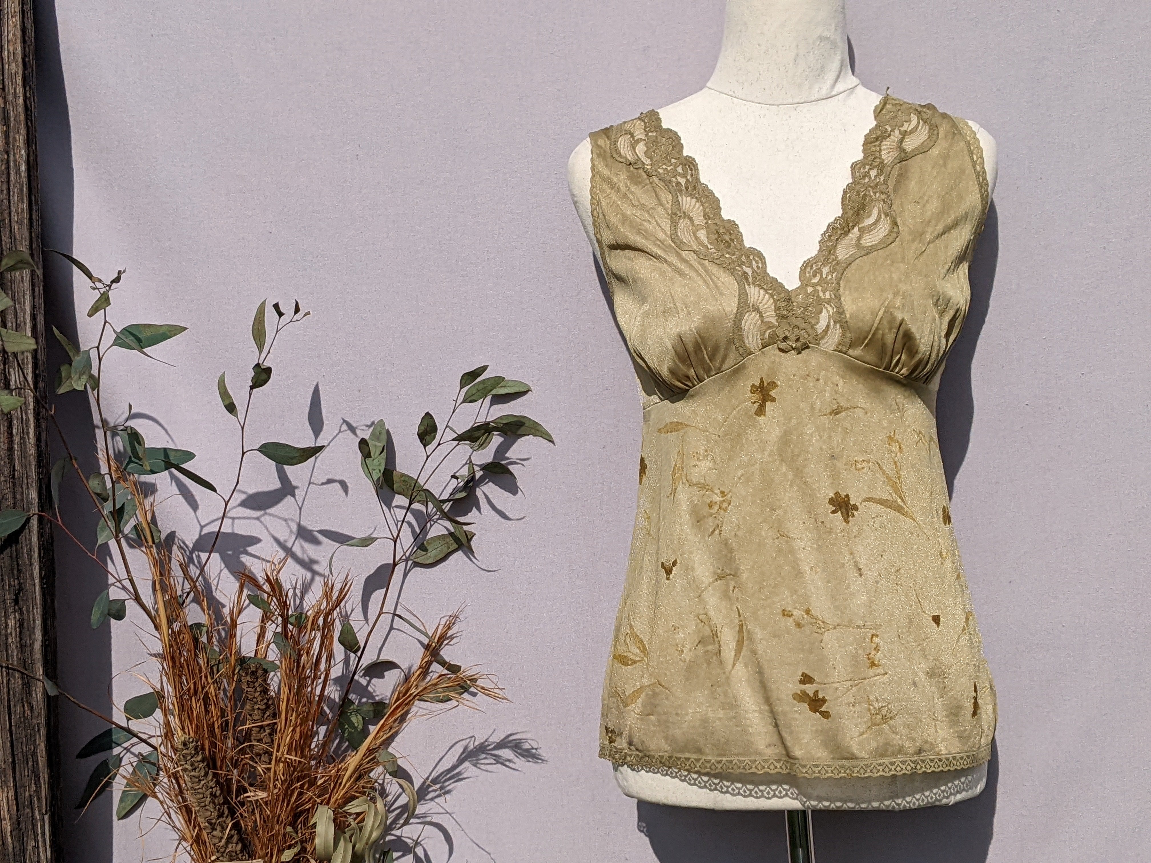 Vintage Lace Cami ~ Marigold Dyed ~ M