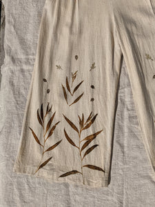 Linen Wide Leg 3/4 Pants ~ S ~ Eucalyptus Garden