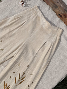 Linen Wide Leg 3/4 Pants ~ S ~ Eucalyptus Garden