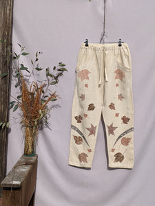 Linen Madder Maple Leaf Pants ~ M ~