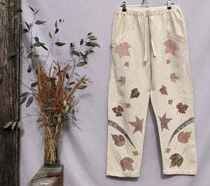 Linen Madder Maple Leaf Pants ~ M ~
