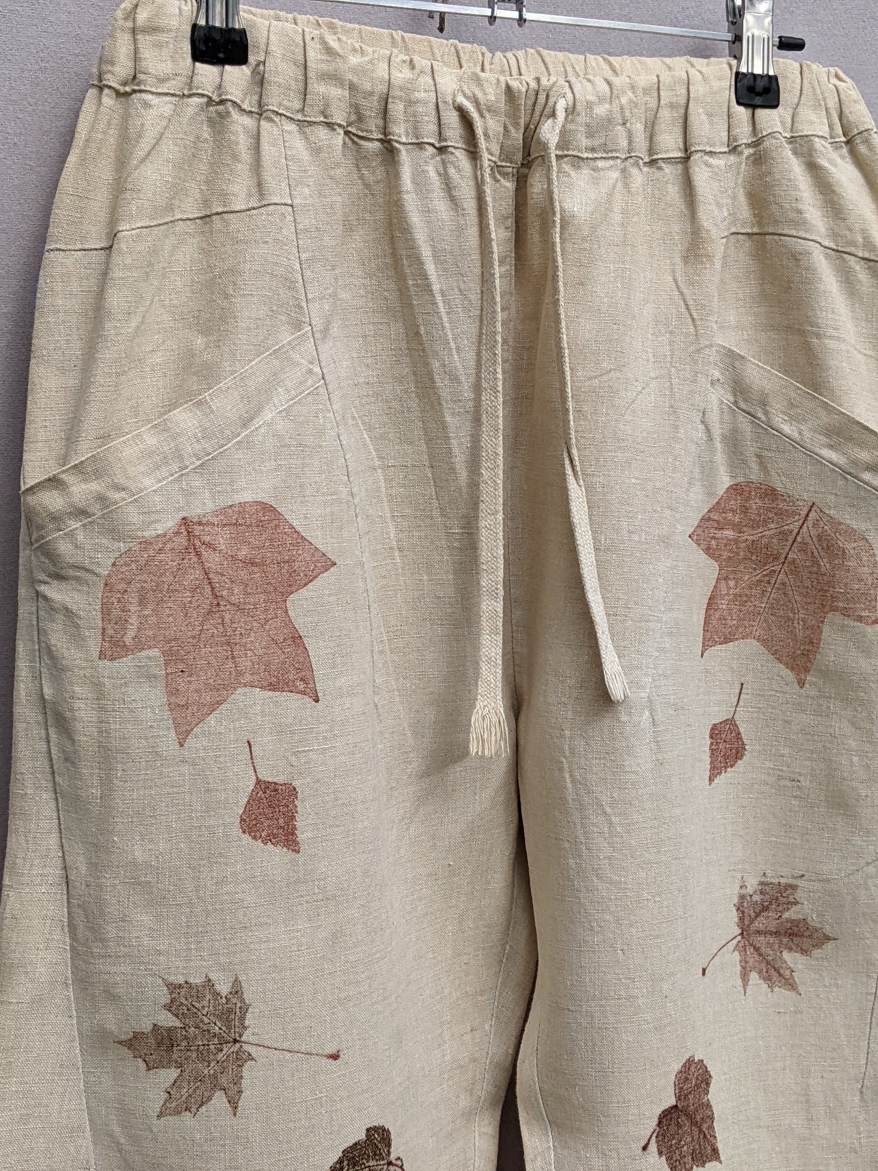 Linen Madder Maple Leaf Pants ~ M ~