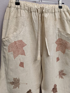 Linen Madder Maple Leaf Pants ~ M ~