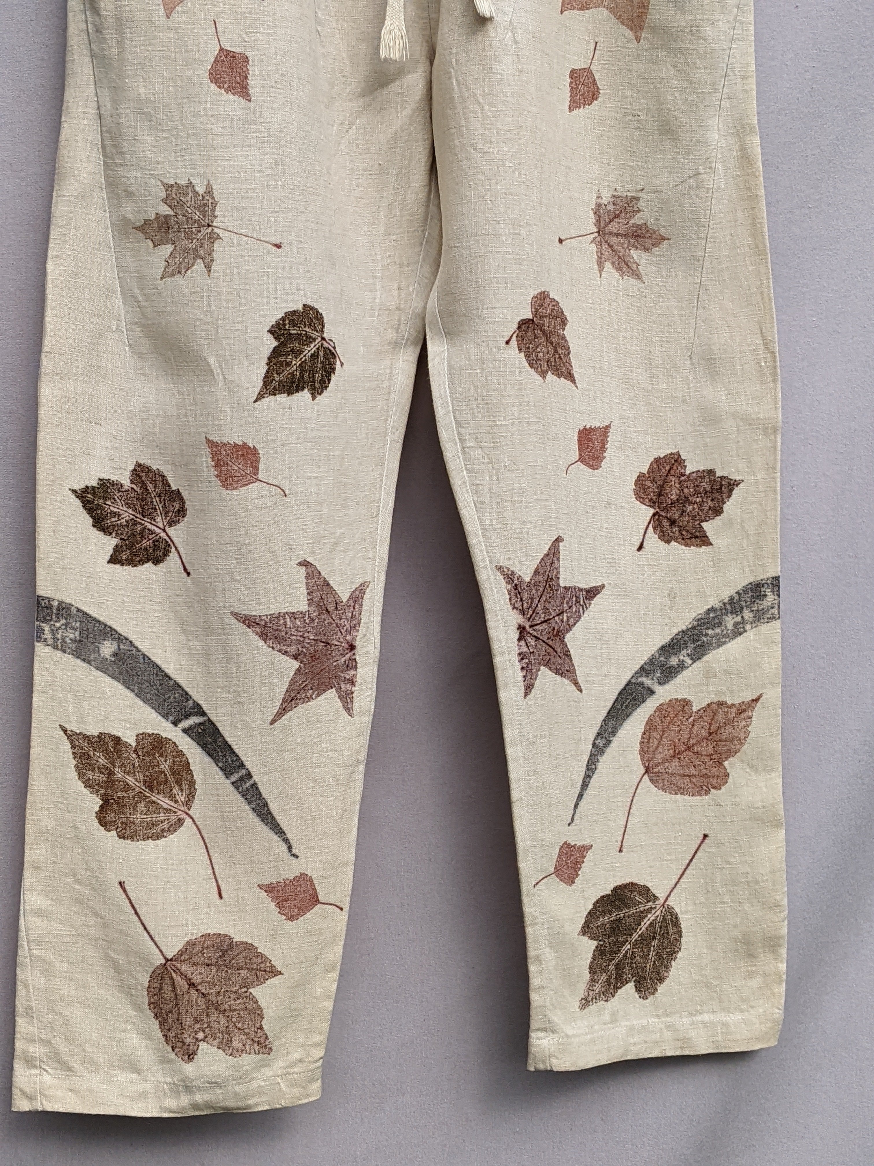 Linen Madder Maple Leaf Pants ~ M ~