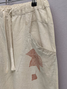 Linen Madder Maple Leaf Pants ~ M ~