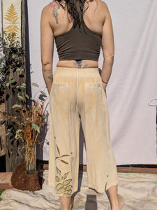 Linen Wide Leg 3/4 Pants ~ S ~ Eucalyptus Garden