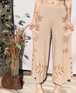 Linen Oak + Maple Leaf Button Trimmed Pant ~ XS
