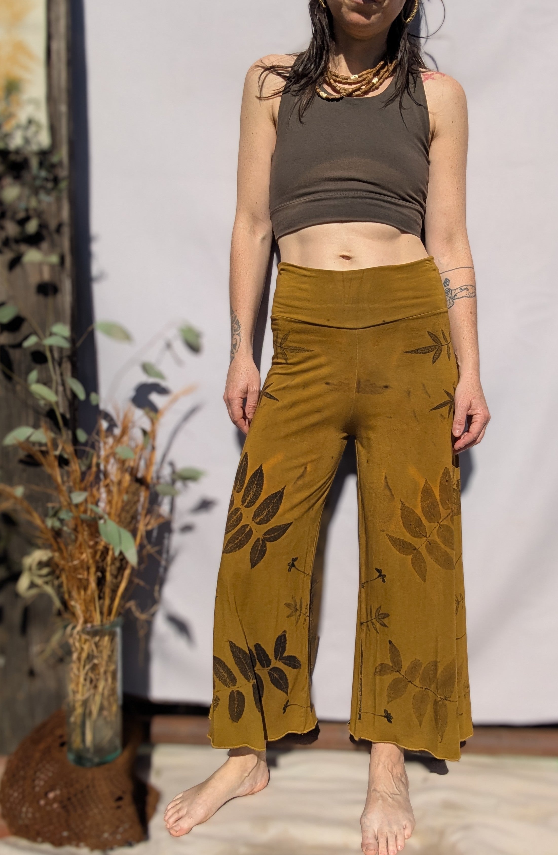 Bamboo 3/4 Yoga Pant in Golden Ochre ~ S/M