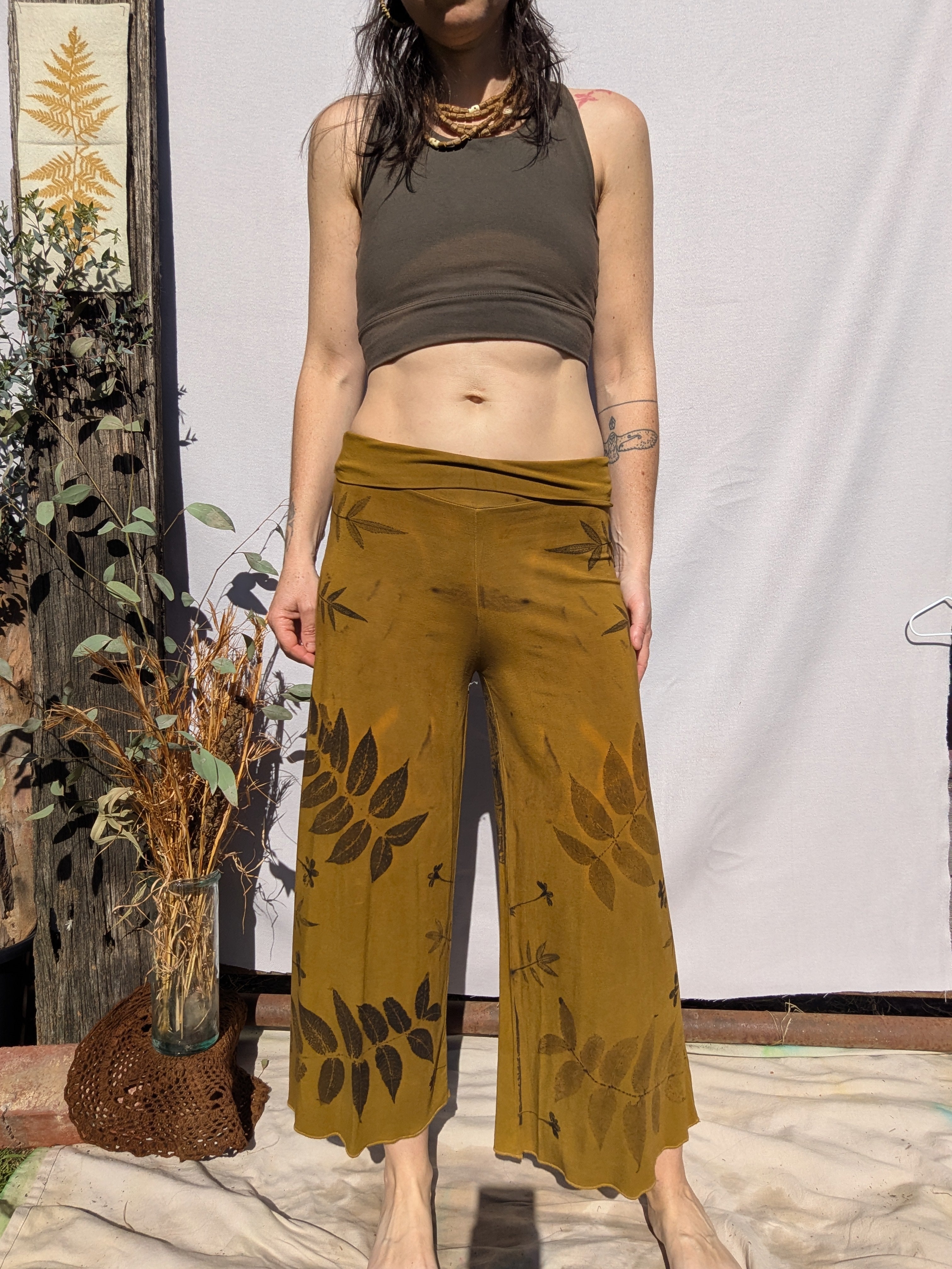 Bamboo 3/4 Yoga Pant in Golden Ochre ~ S/M