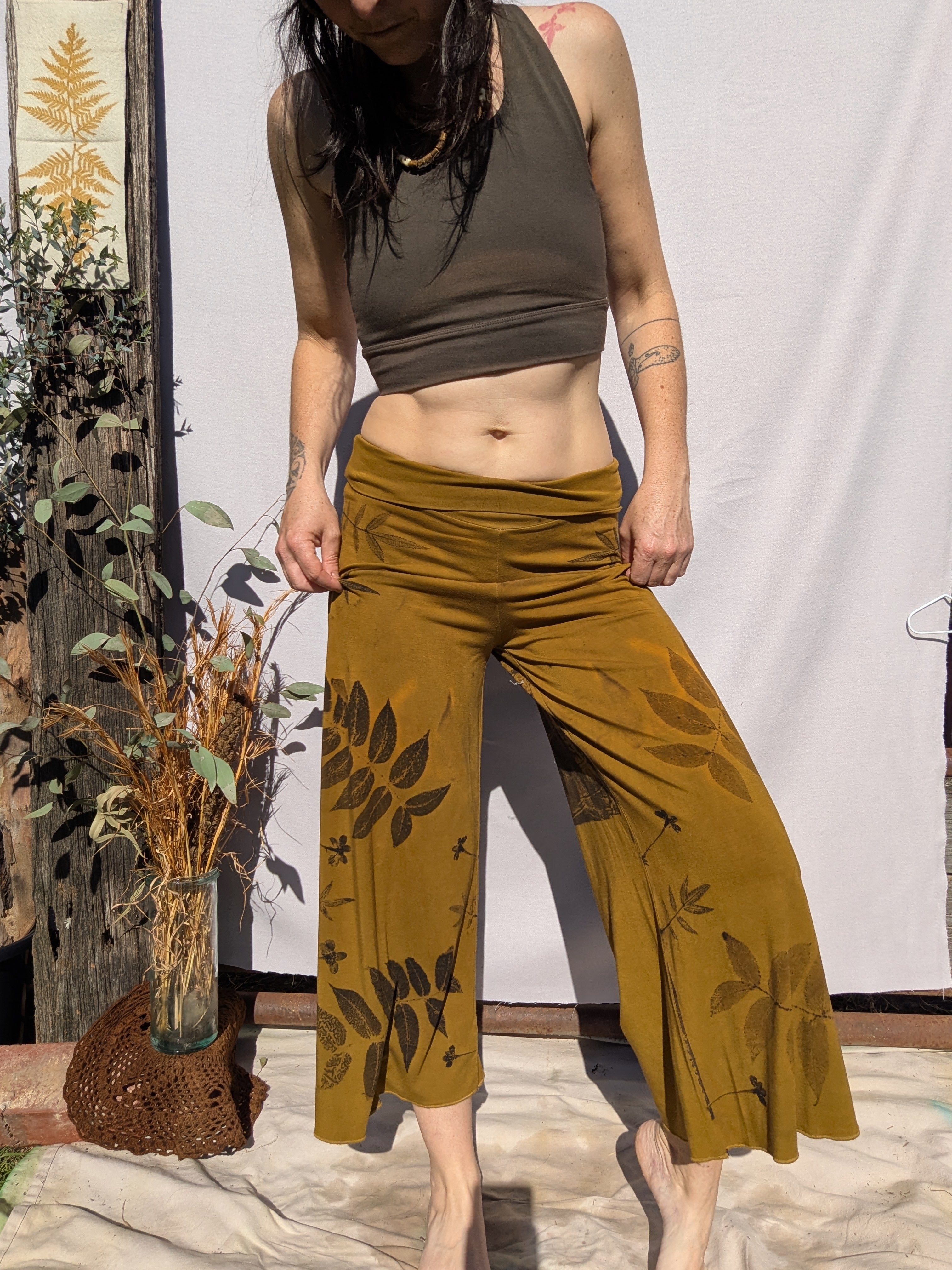 Bamboo 3/4 Yoga Pant in Golden Ochre ~ S/M