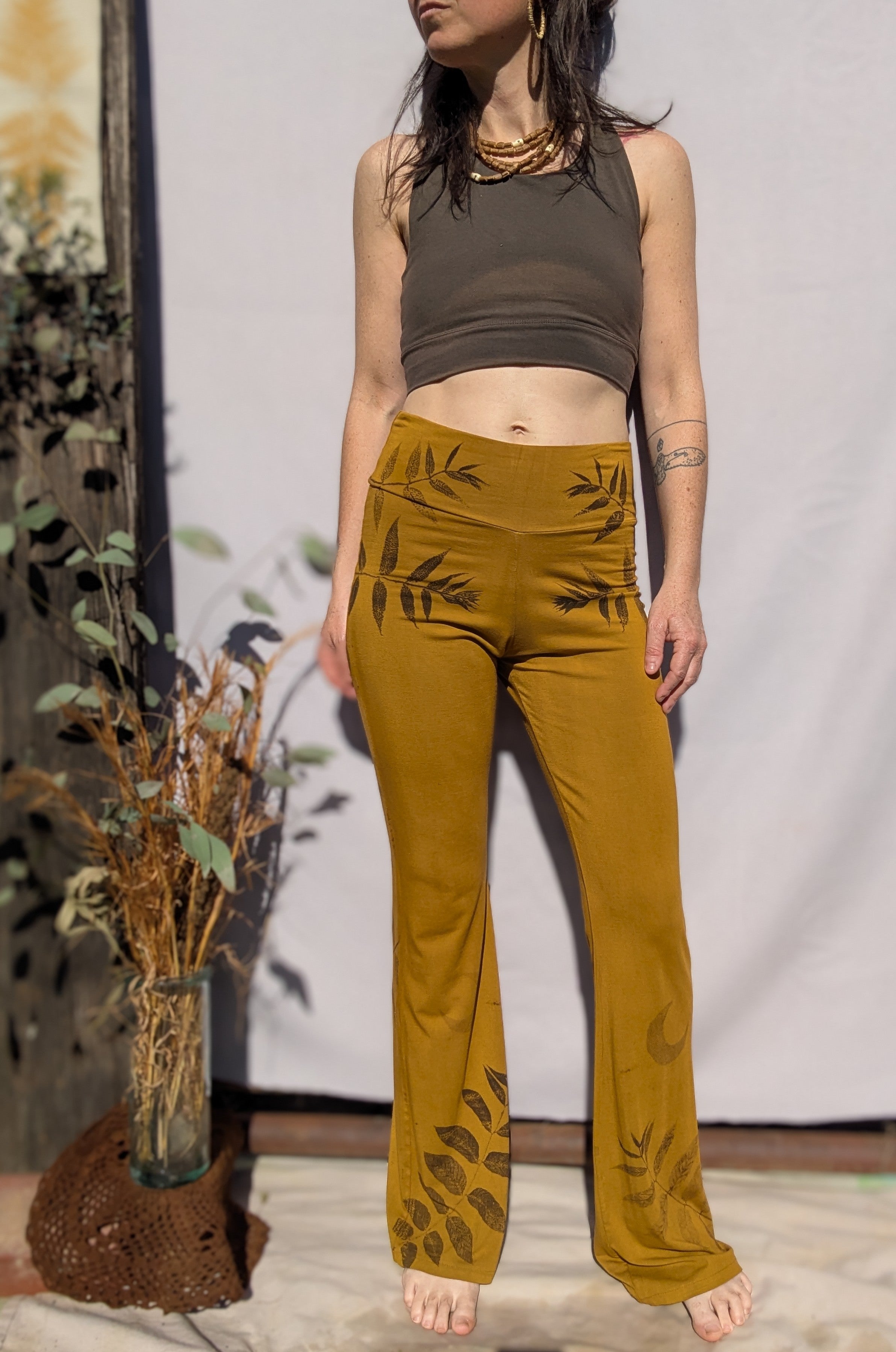 Bamboo Flared Yoga Pant in Golden Ochre ~ S/M