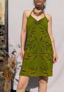 Botanical Bamboo Halter Dress ~ Forest Light ~ S-M