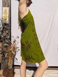 Botanical Bamboo Halter Dress ~ Forest Light ~ S-M