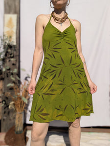 Botanical Bamboo Halter Dress ~ Forest Light ~ S-M