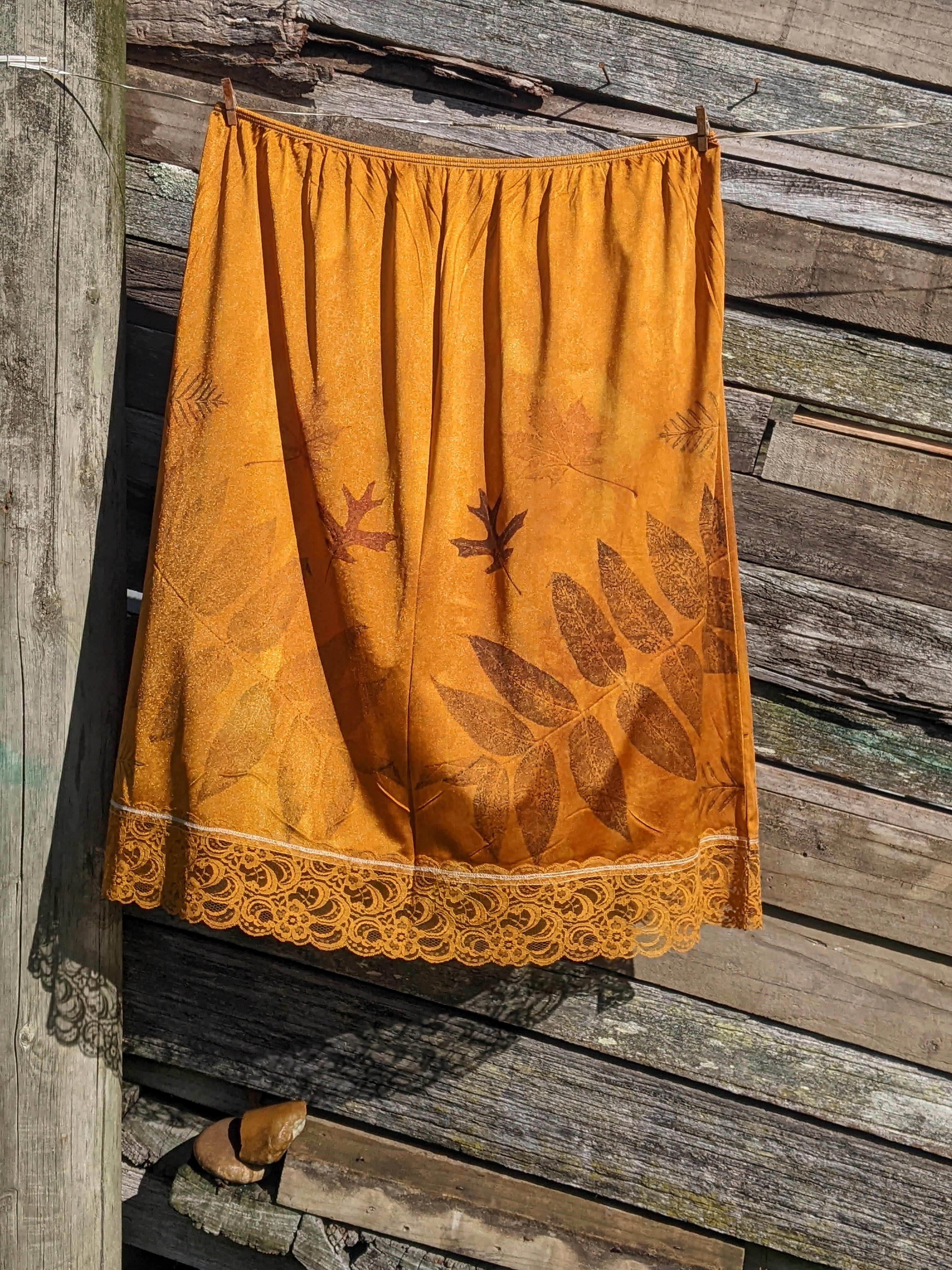 Vintage Lace Petticoat Skirt ~ Autumn Orange ~ L
