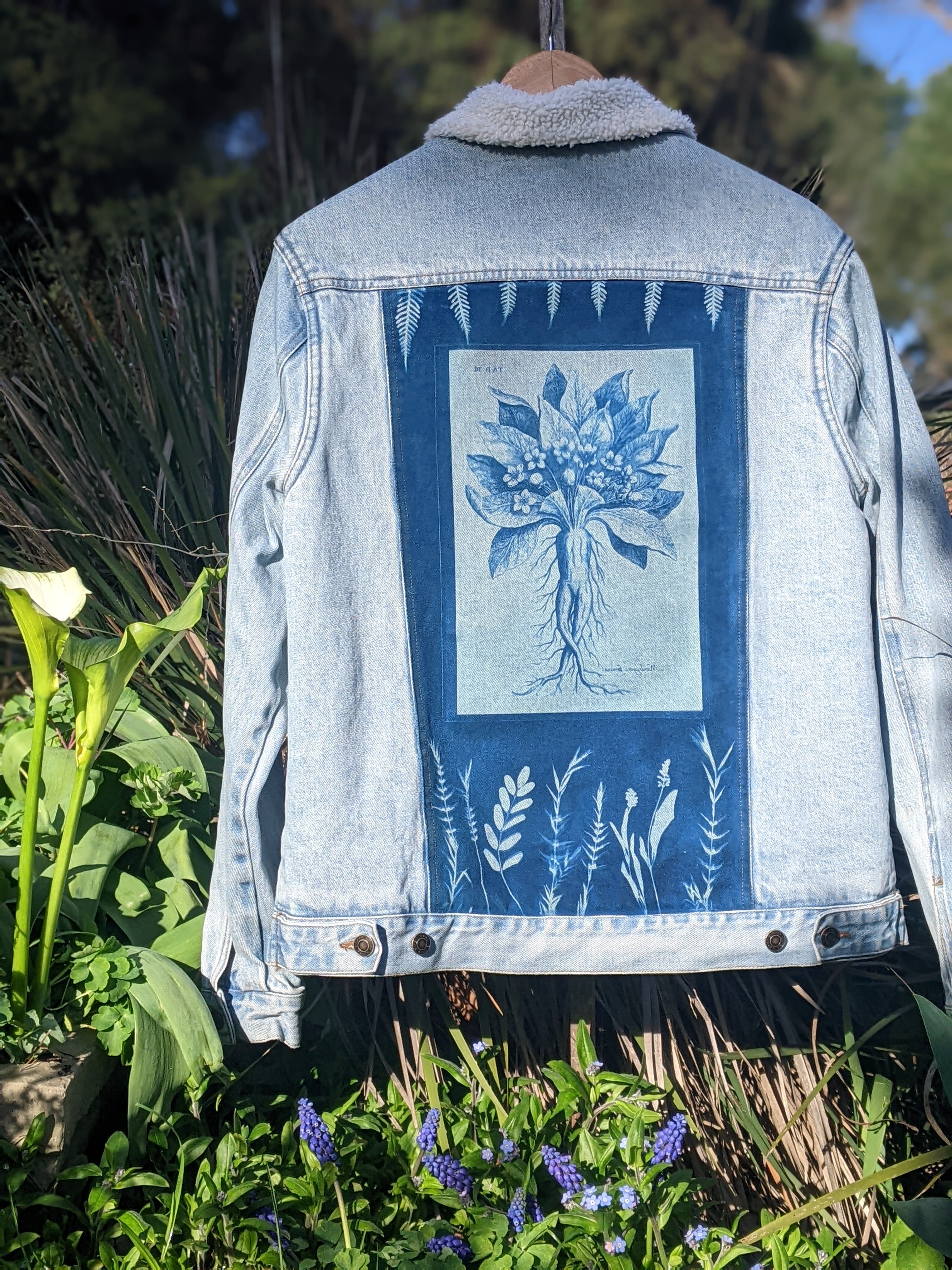 Cyanotype Denim Jacket ~ Mandrake Root