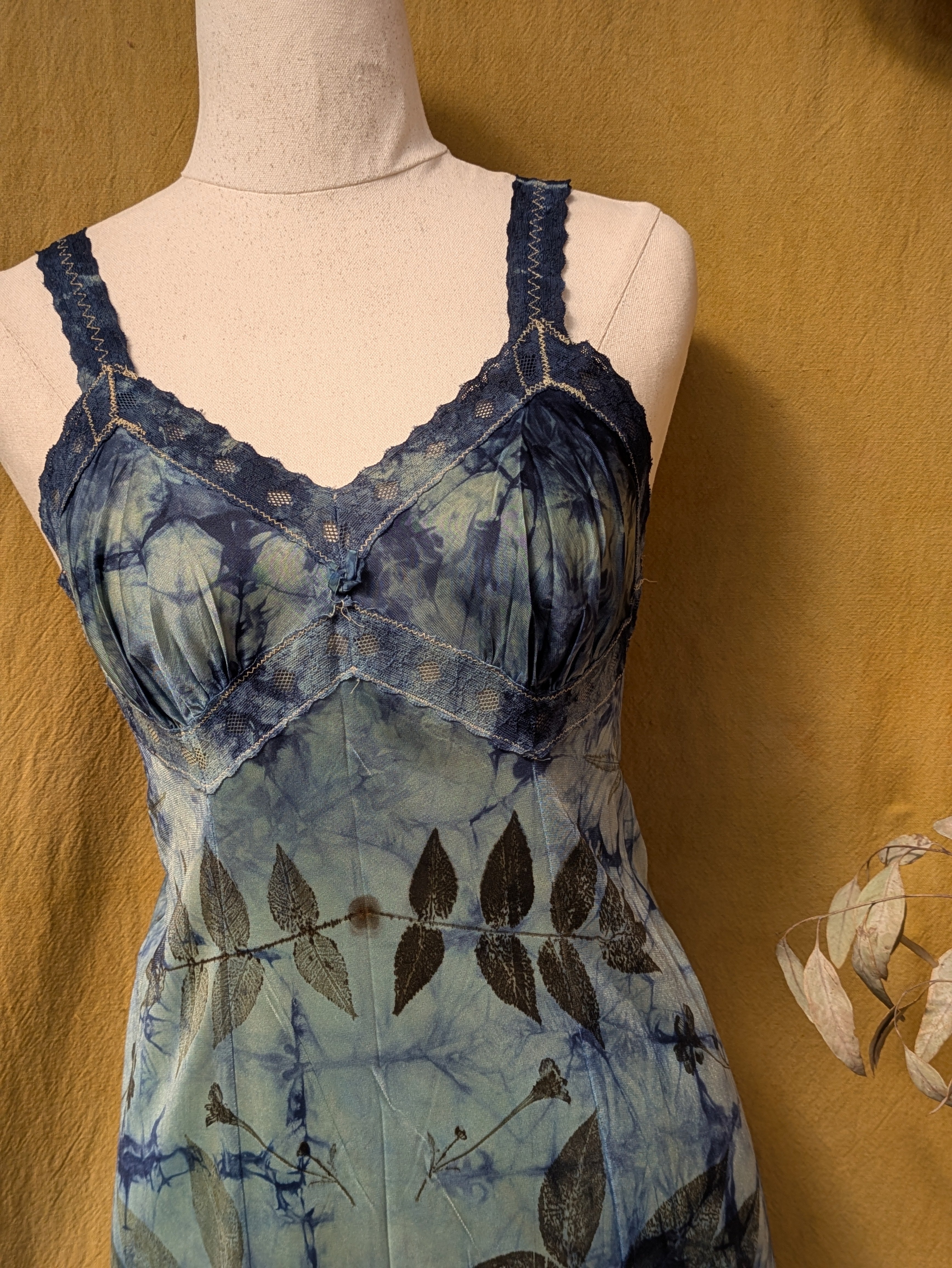 Vintage Lace Petticoat Dress ~ Blue Crackle Serpent Print