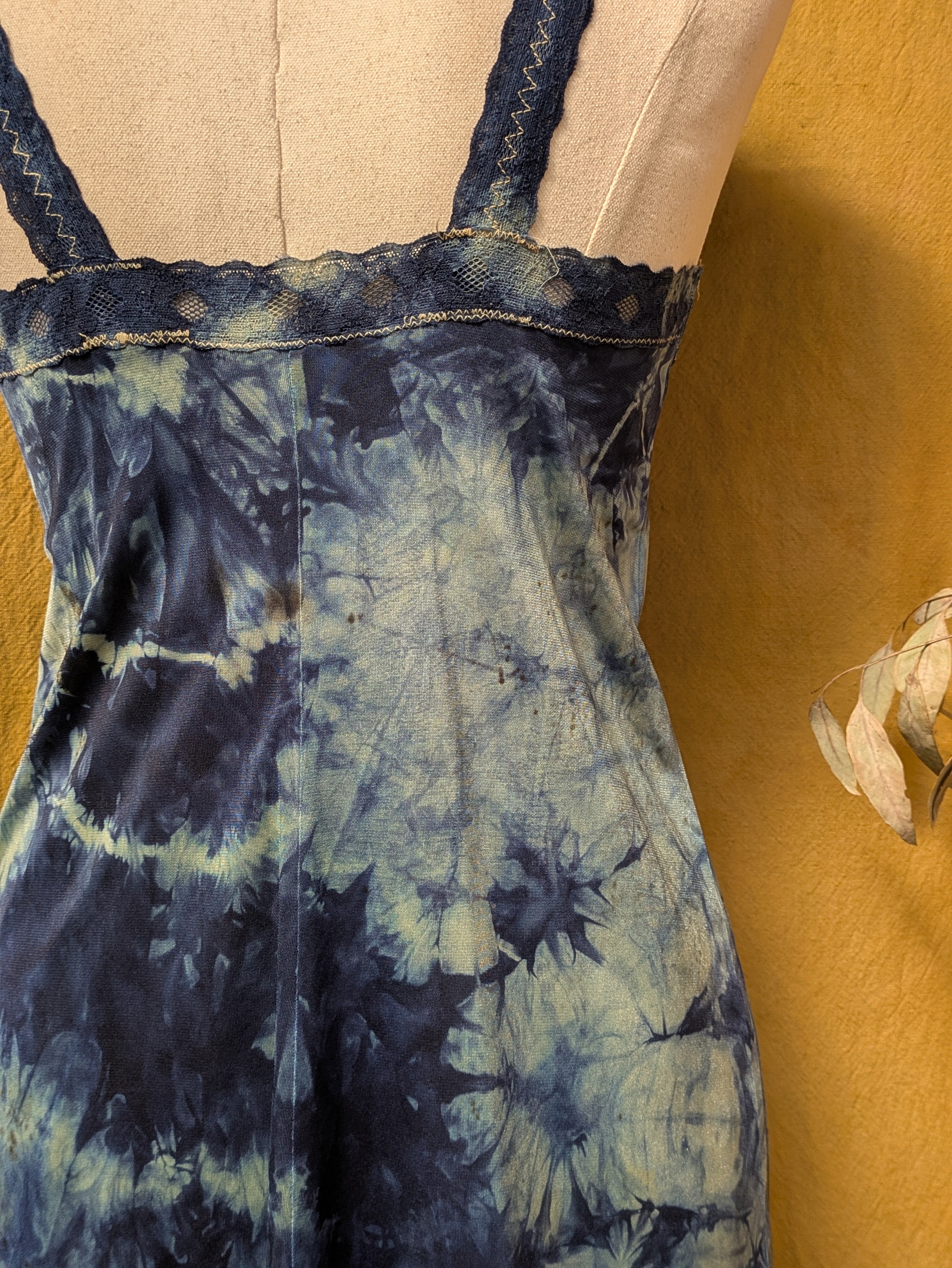 Vintage Lace Petticoat Dress ~ Blue Crackle Serpent Print