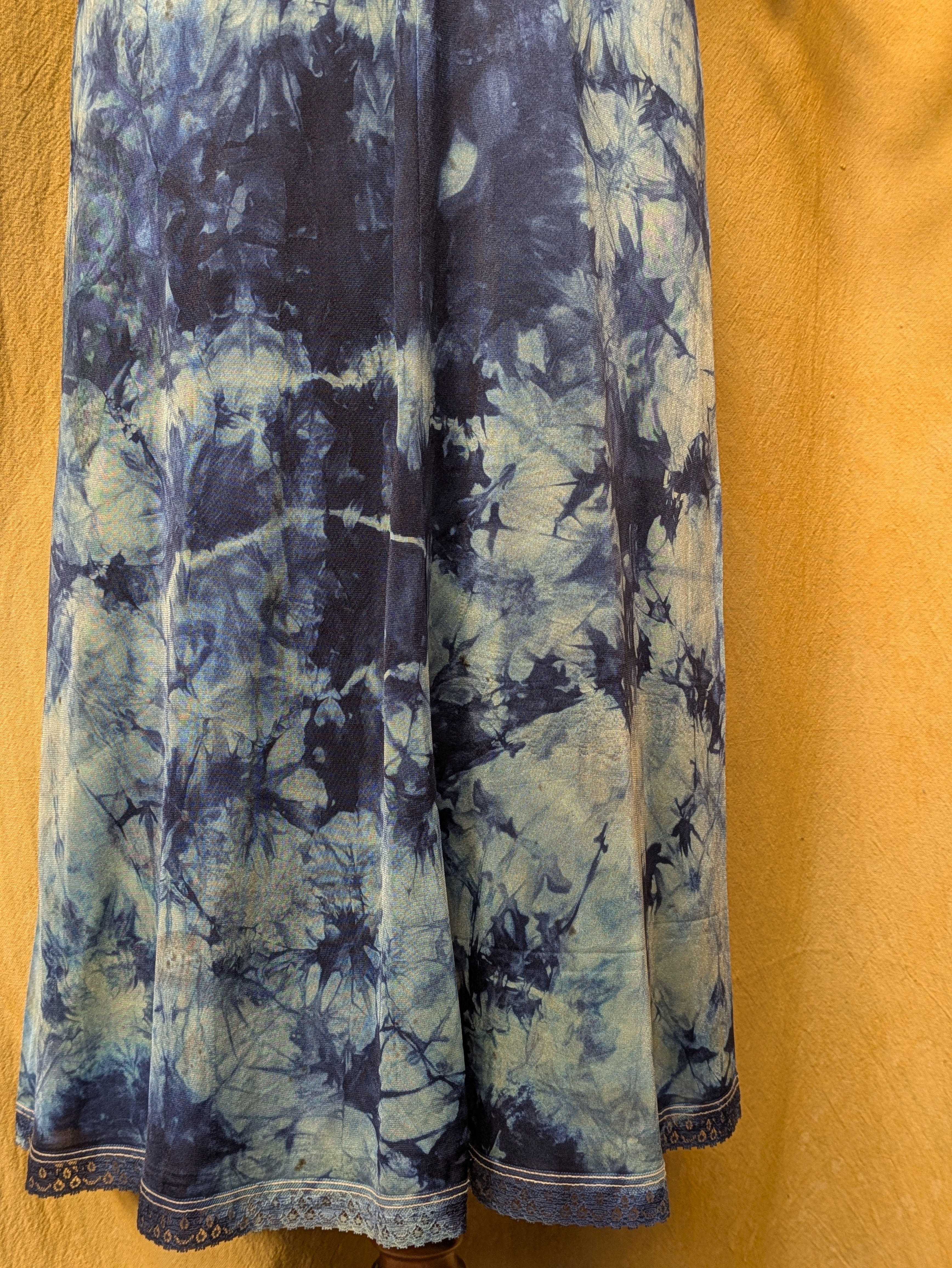 Vintage Lace Petticoat Dress ~ Blue Crackle Serpent Print