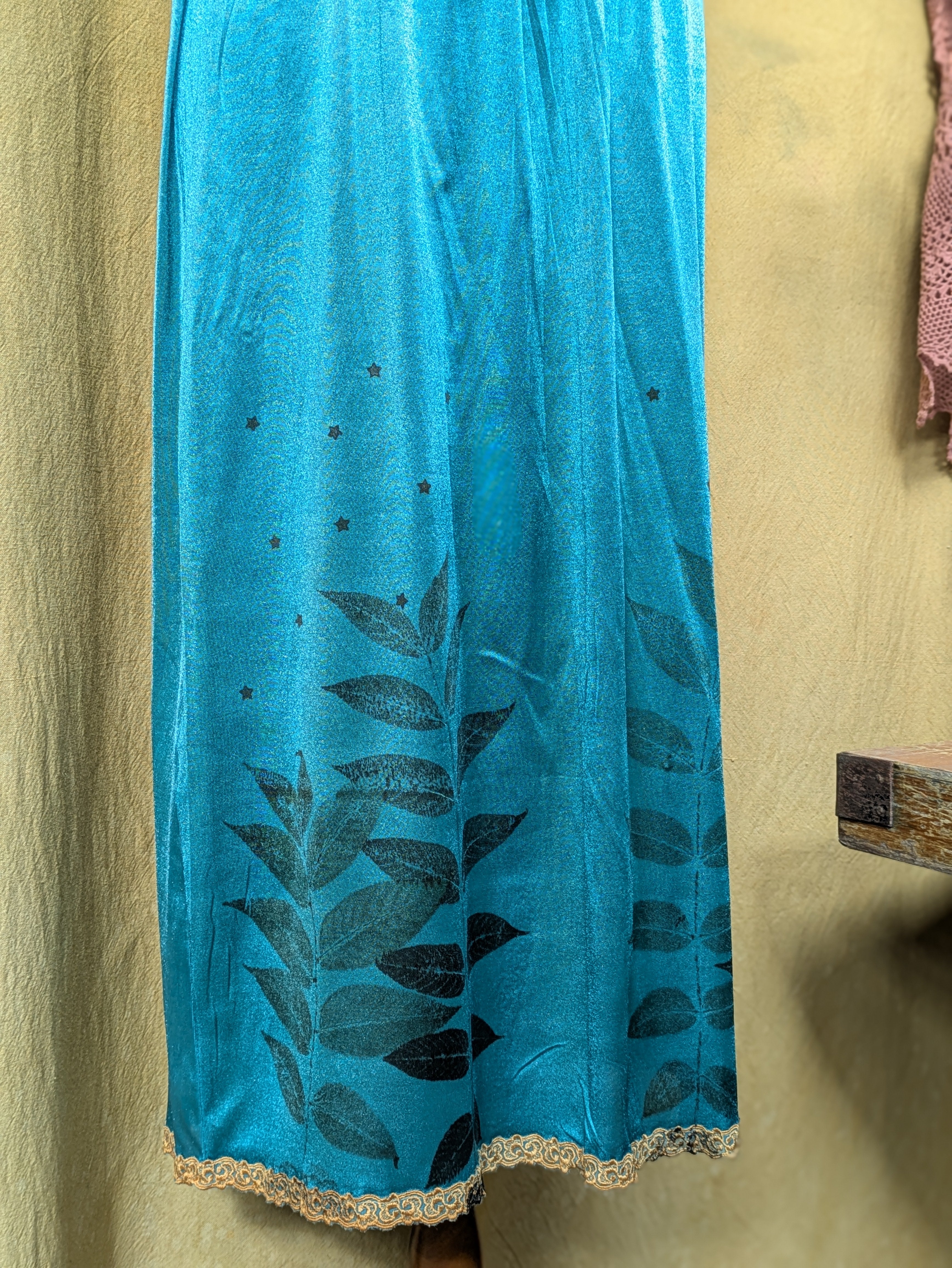 Vintage Lace Petticoat Skirt ~ Turquoise Stars