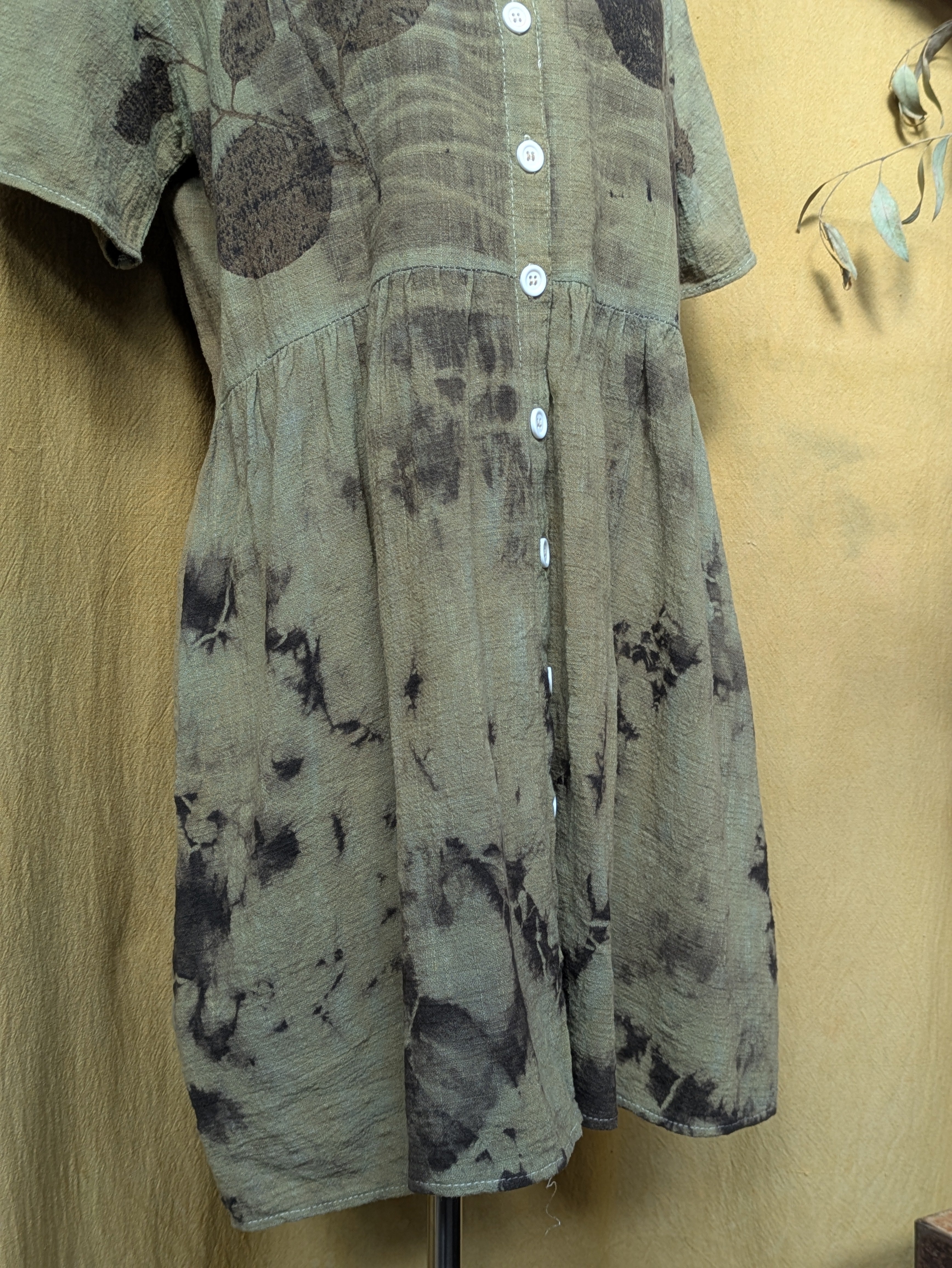 Dark Eucalyptus Leaf Dress