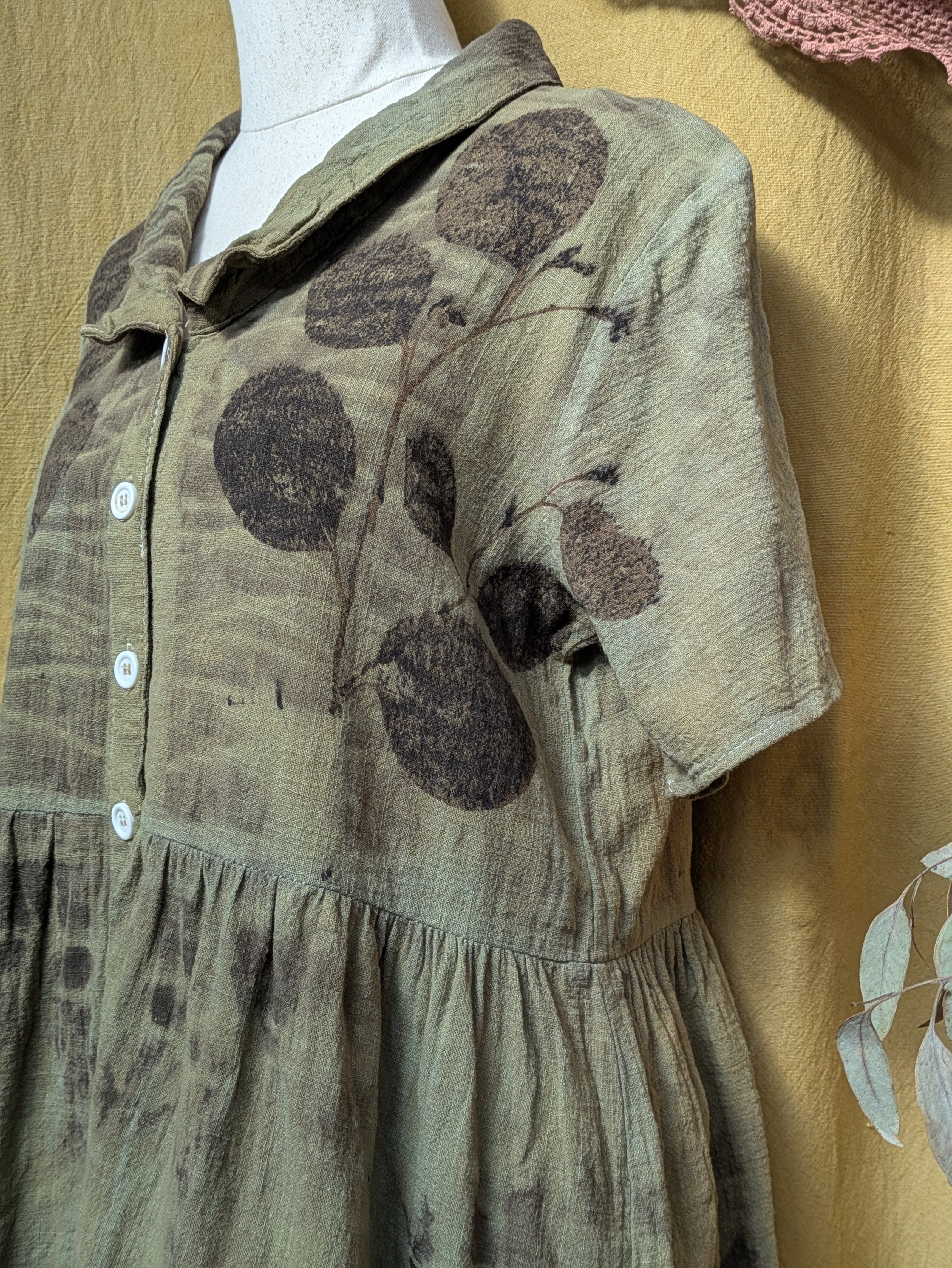 Dark Eucalyptus Leaf Dress