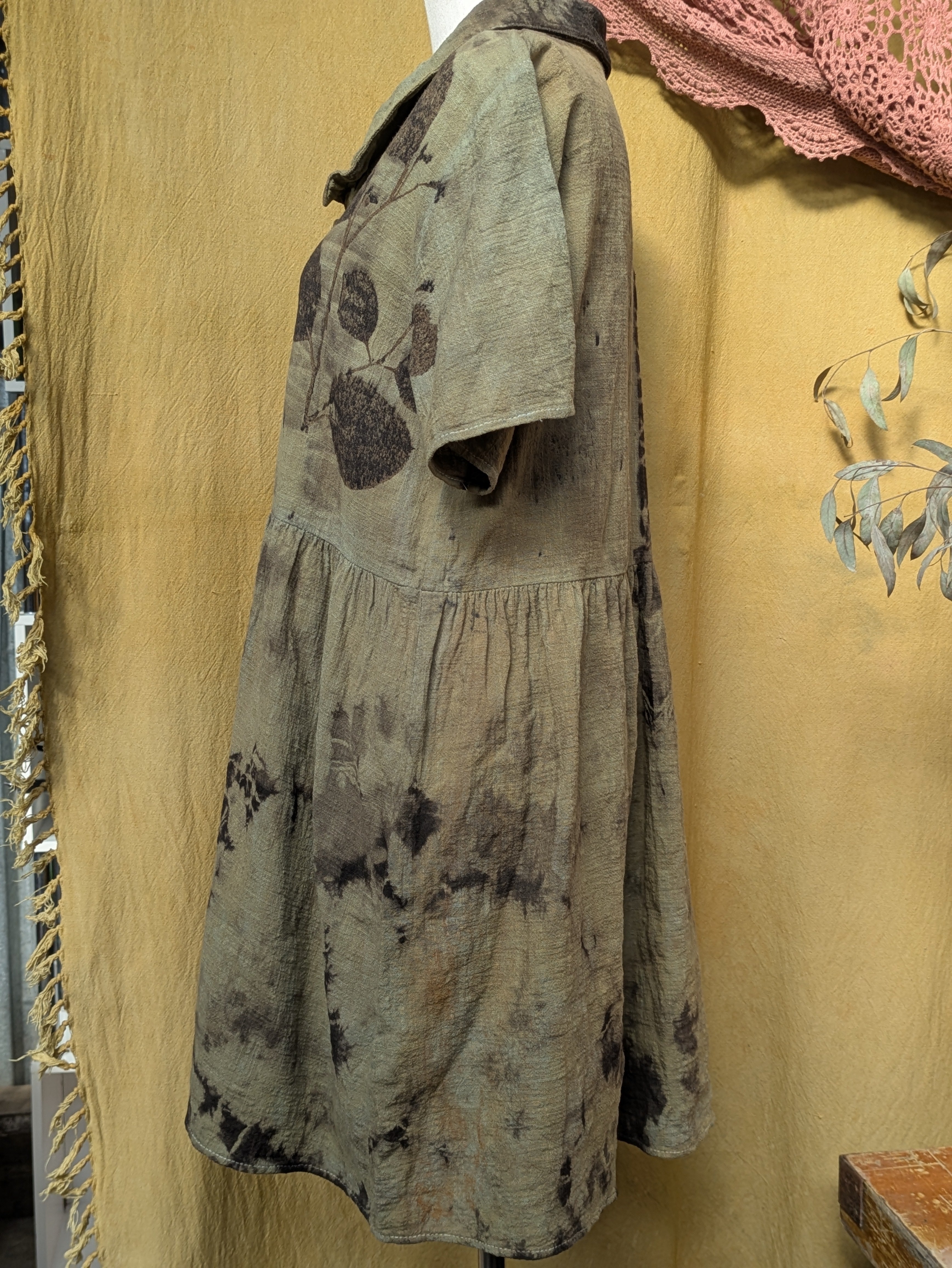 Dark Eucalyptus Leaf Dress