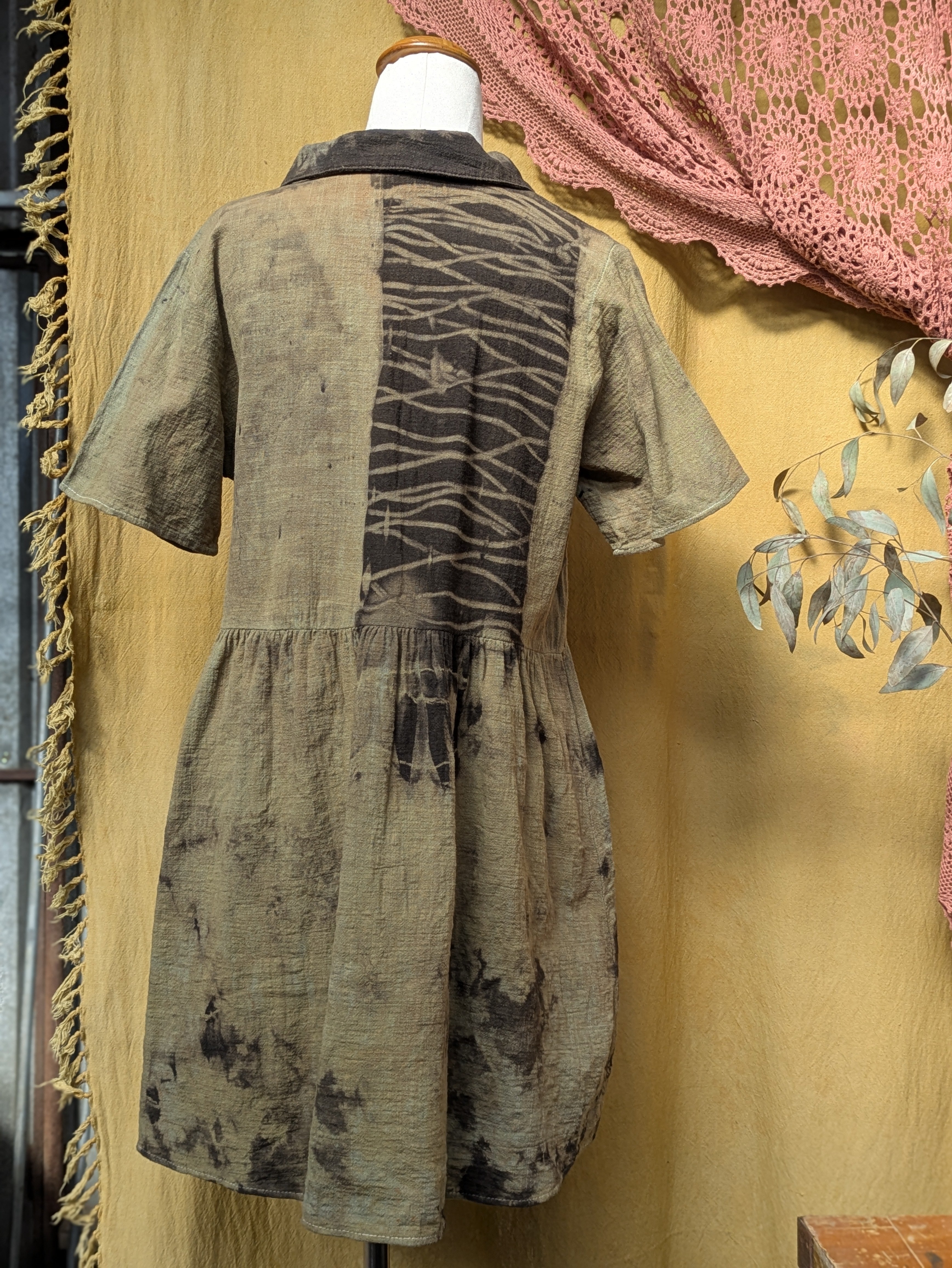 Dark Eucalyptus Leaf Dress