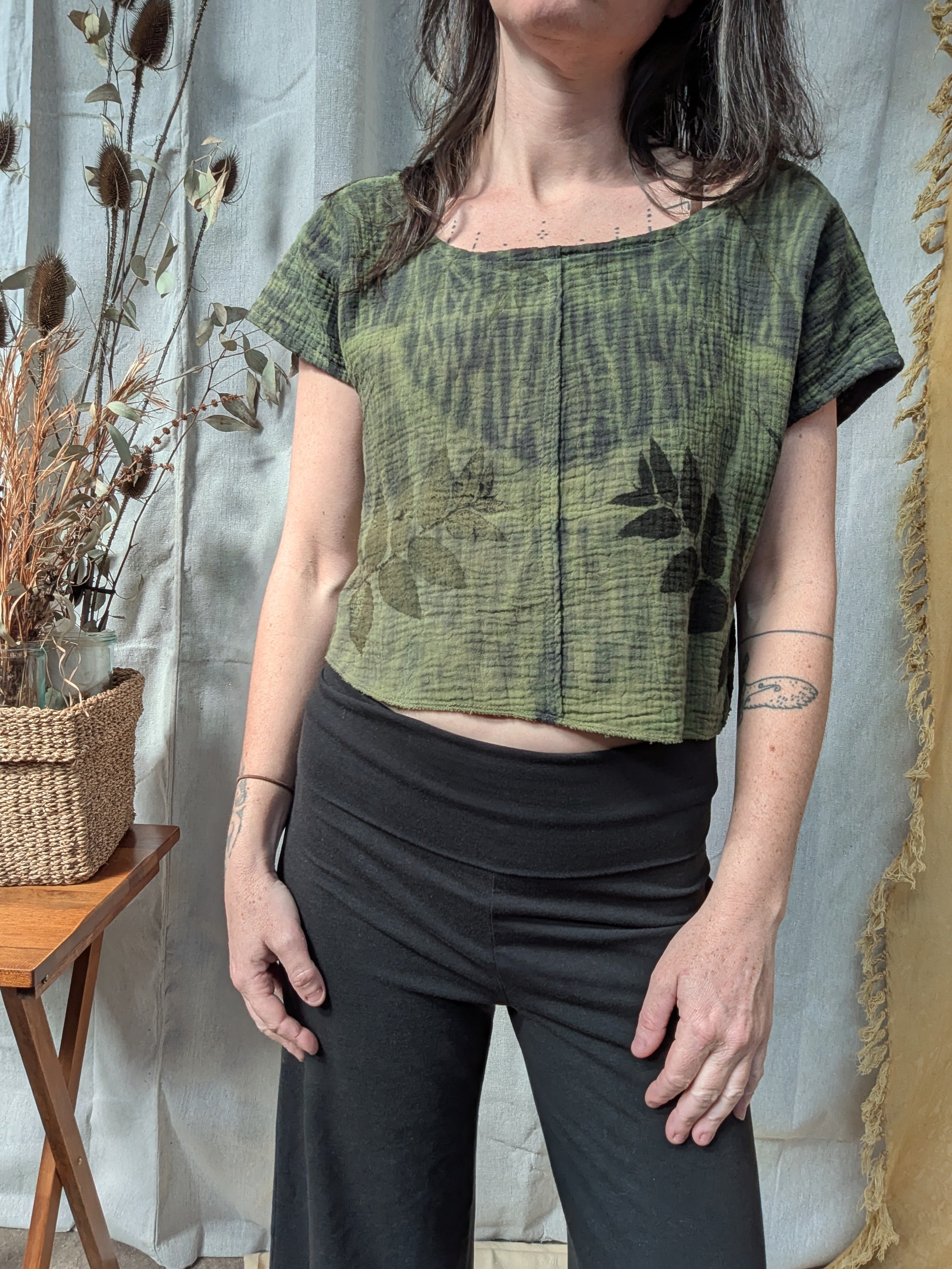 Boxy Sol Top ~ Forest Green
