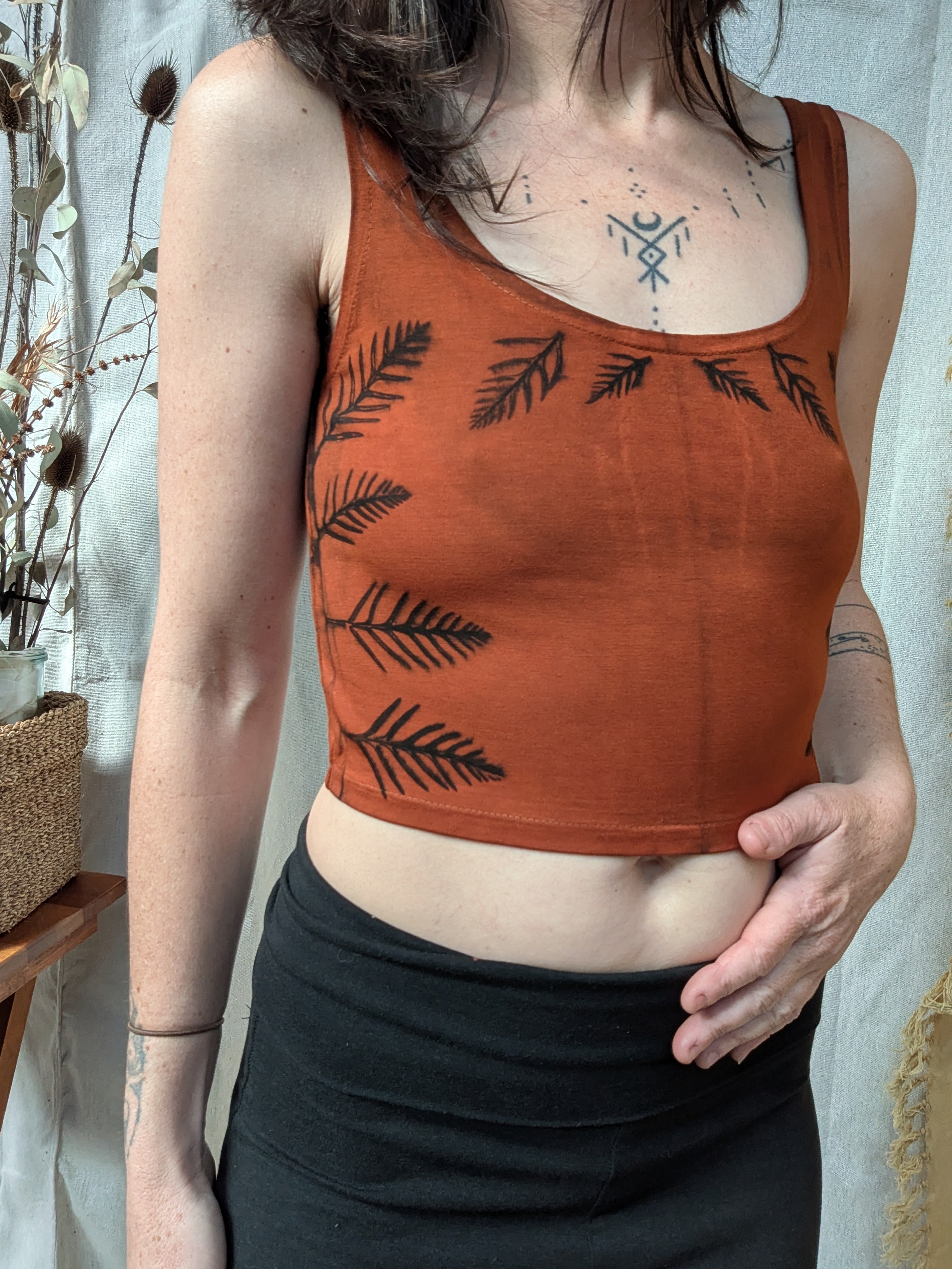 Bamboo Crop Top ~ Rust+Fern
