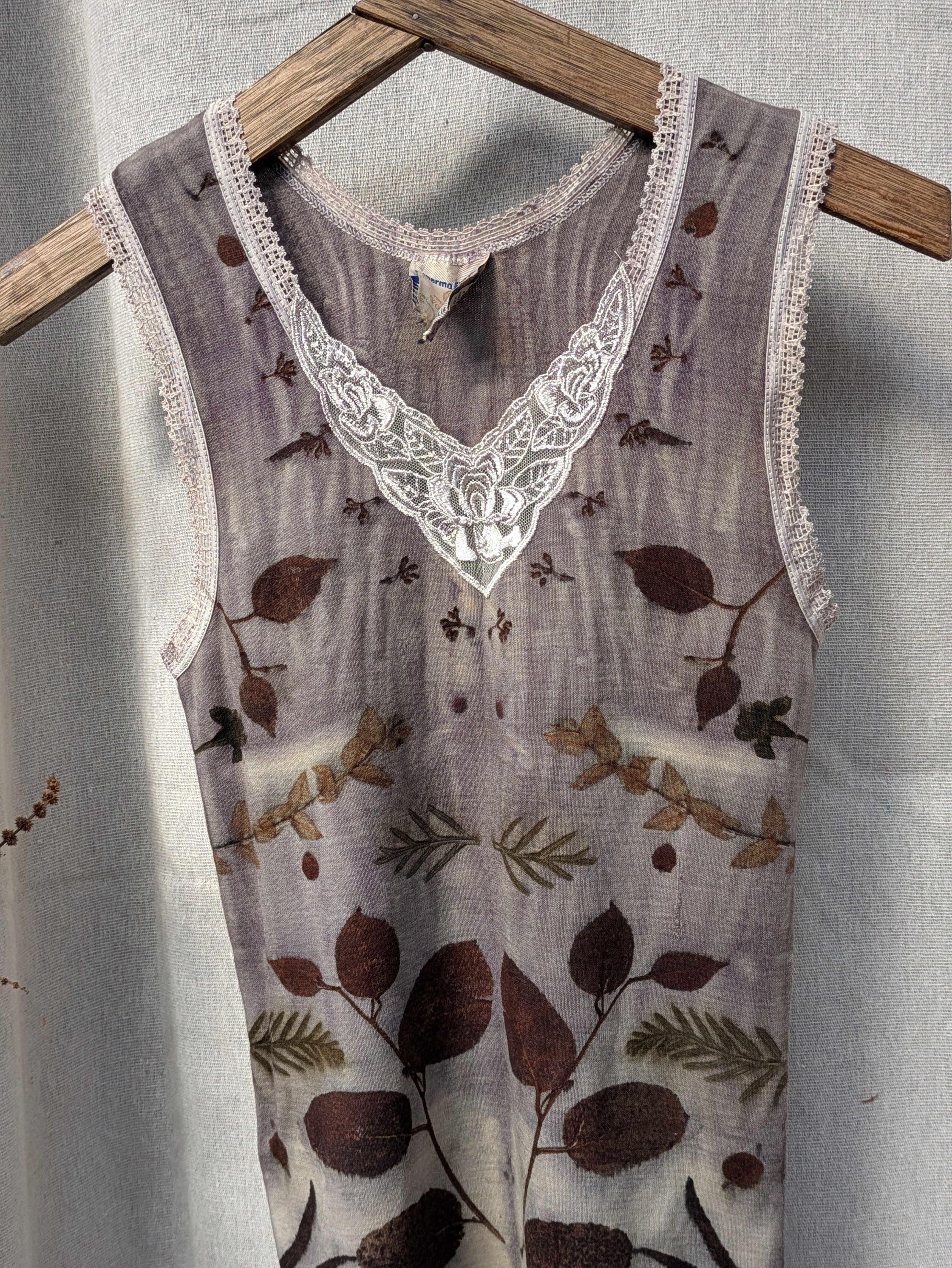Botanical Merino Singlet Top Dark Leaf ~ S/M