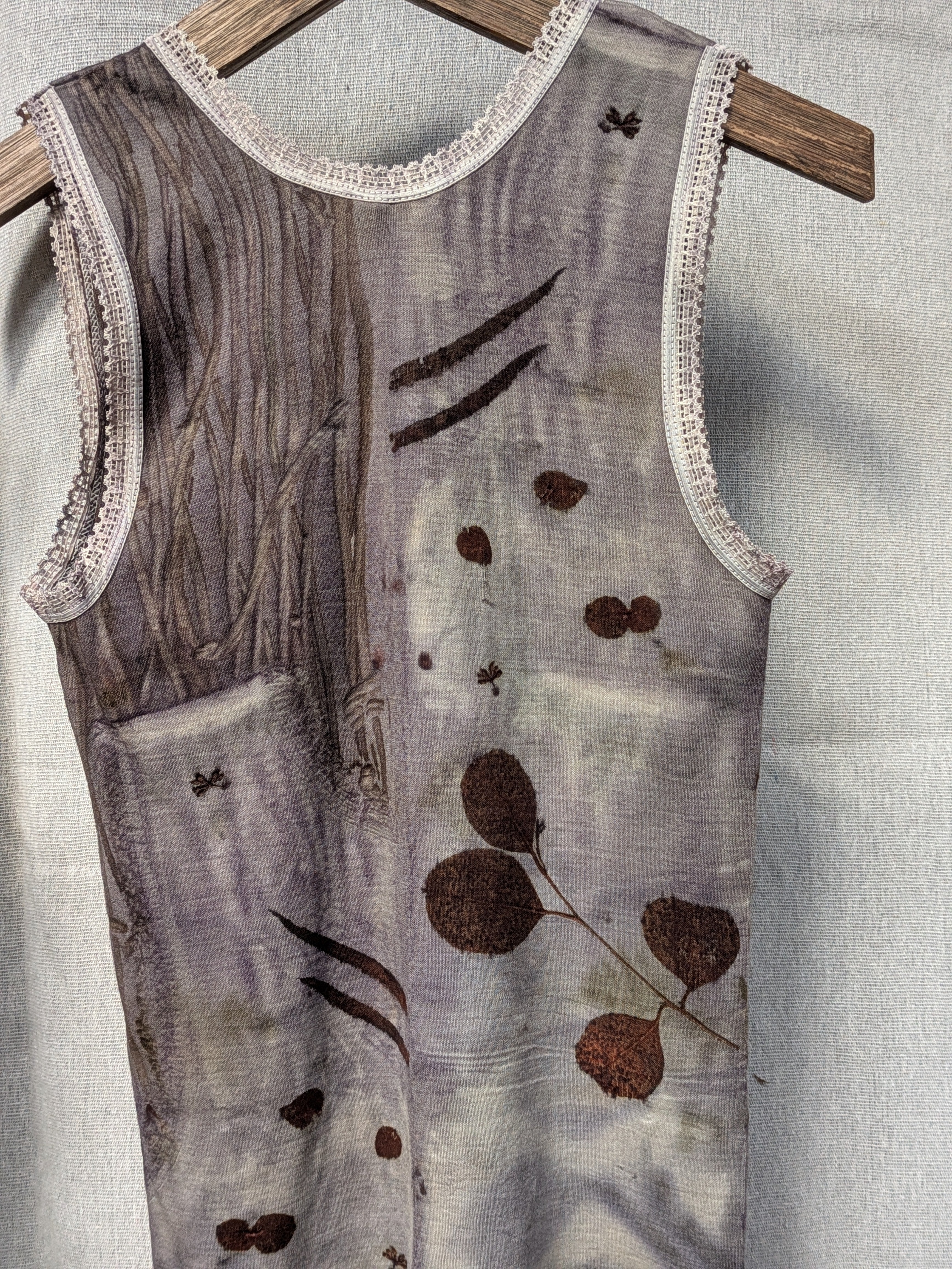 Botanical Merino Singlet Top Dark Leaf ~ S/M