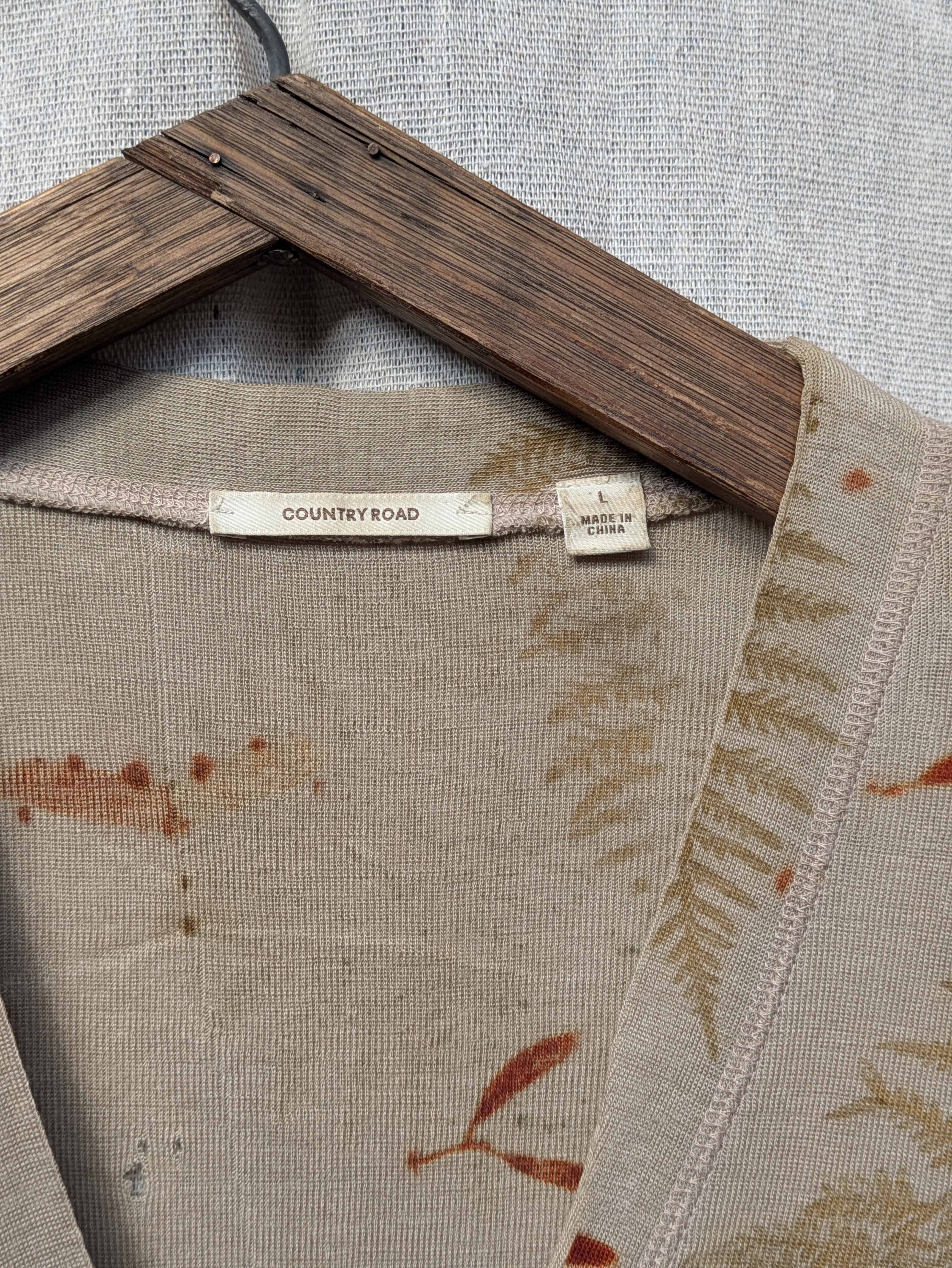 Merino Wool Cardigan ~ Ferns ~ Size L