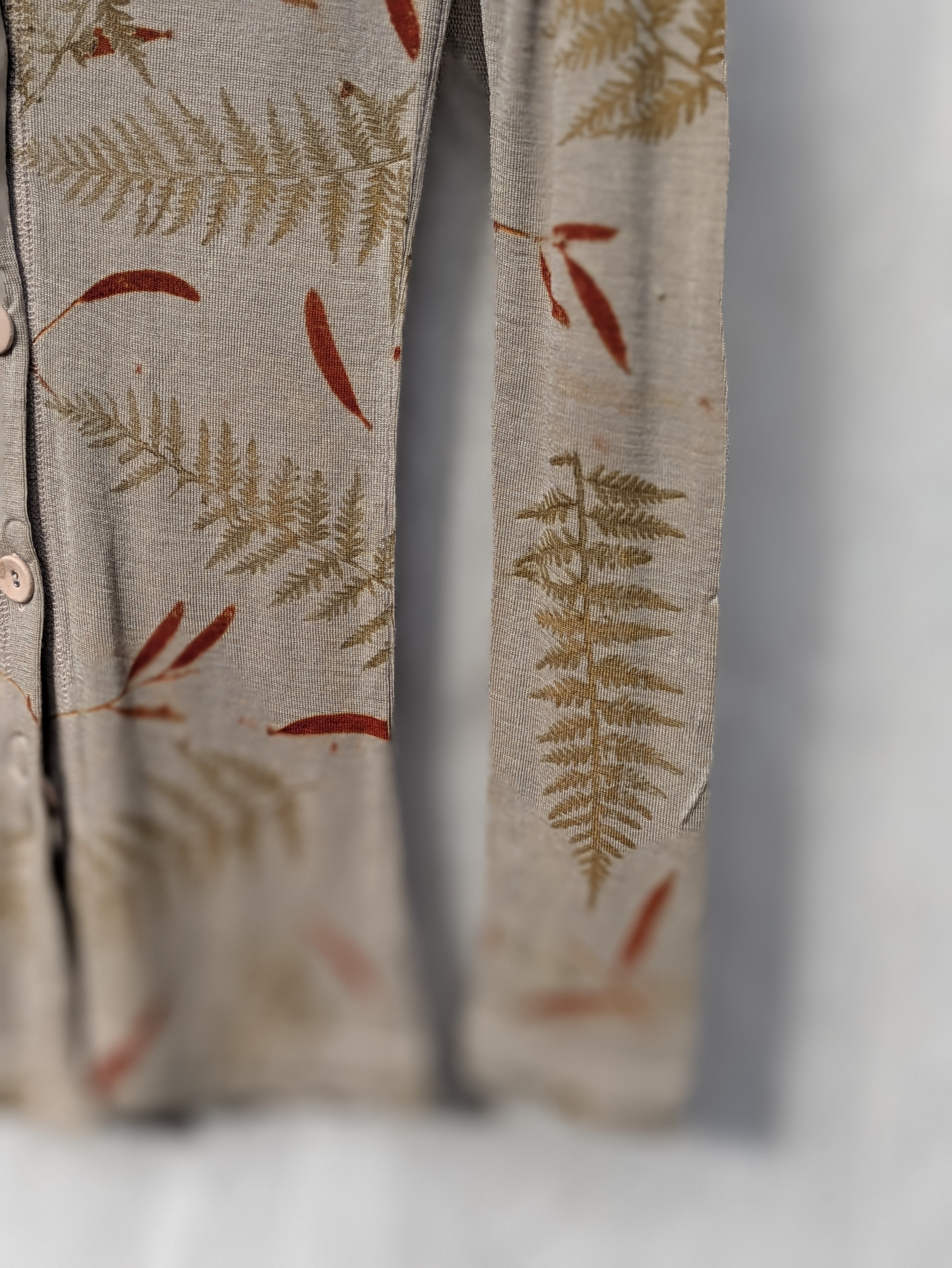 Merino Wool Cardigan ~ Ferns ~ Size L