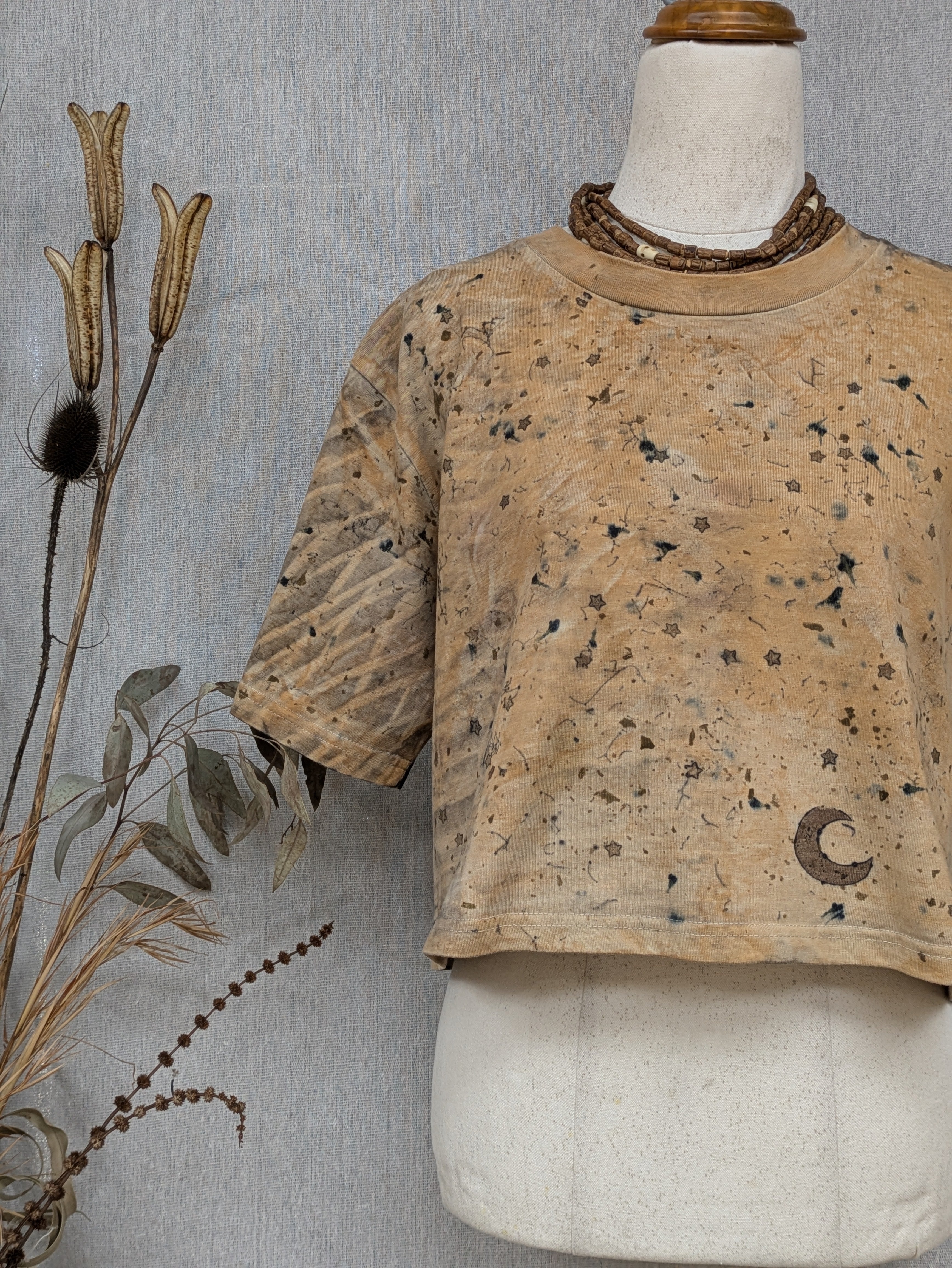 Cropped Heavy Cotton Tee ~ Sprinkle Dyed  ~ M