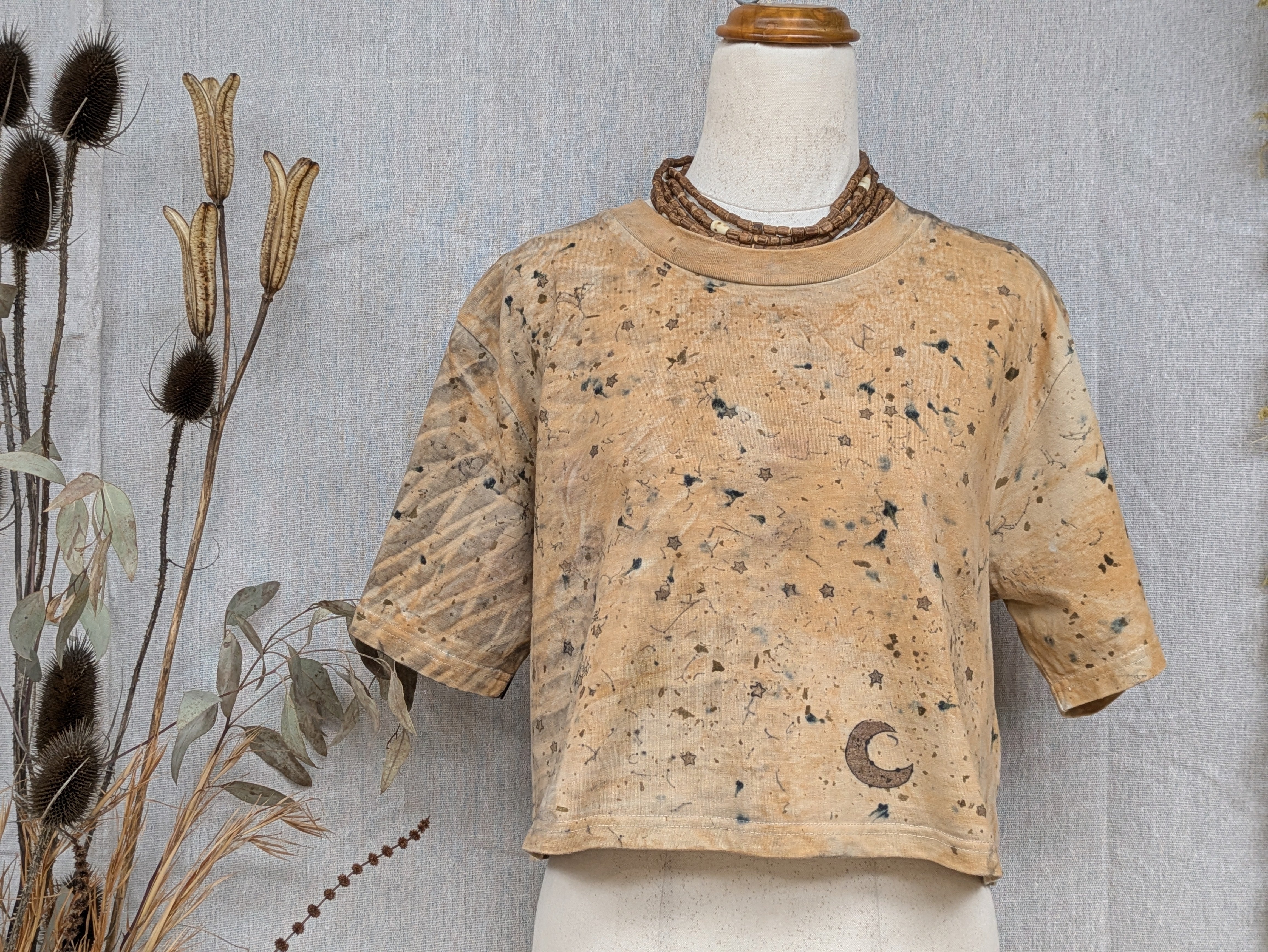 Cropped Heavy Cotton Tee ~ Sprinkle Dyed  ~ M