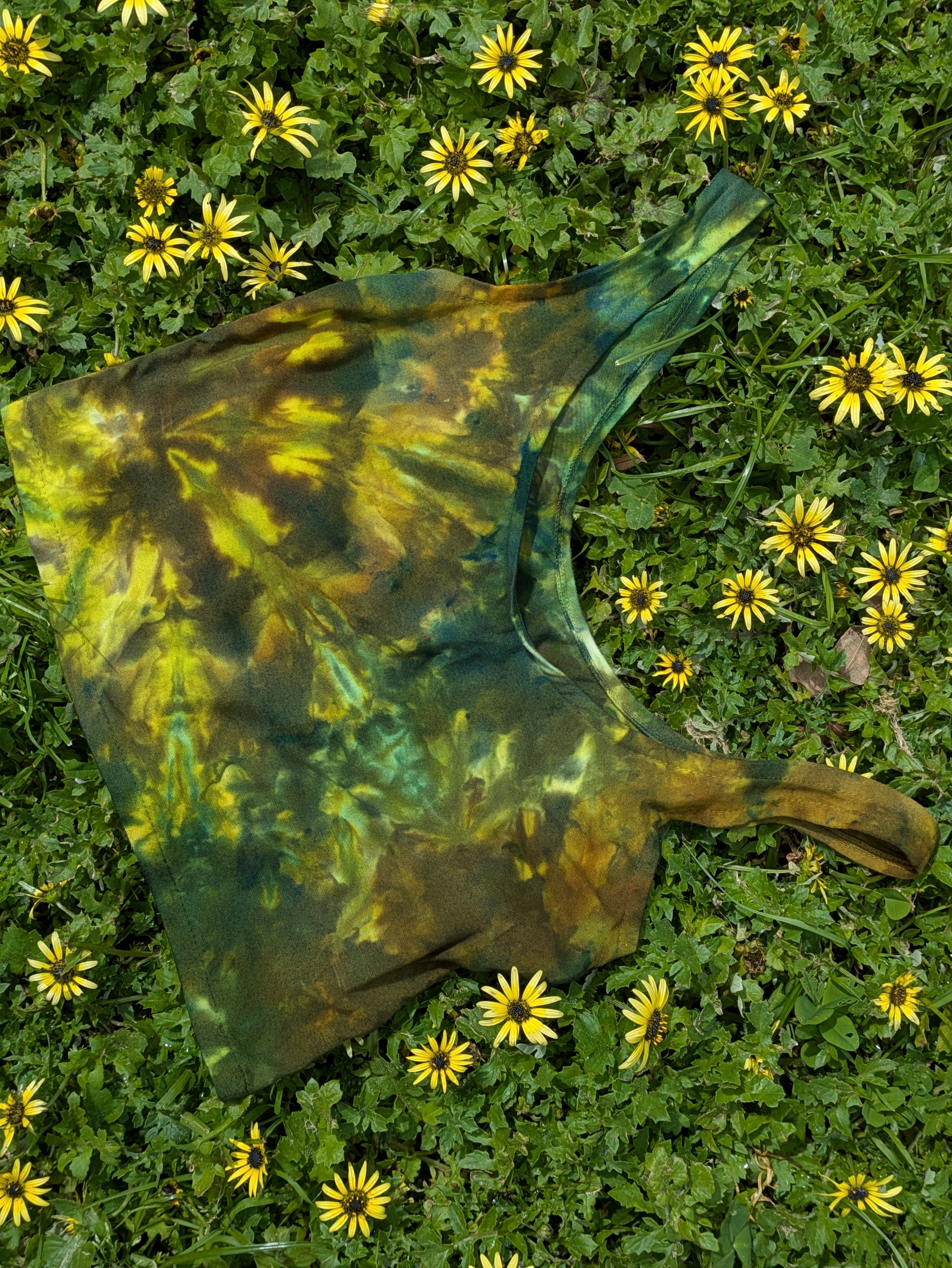 Bamboo Crop Top ~ Ice Dyed ~ Mossy Green