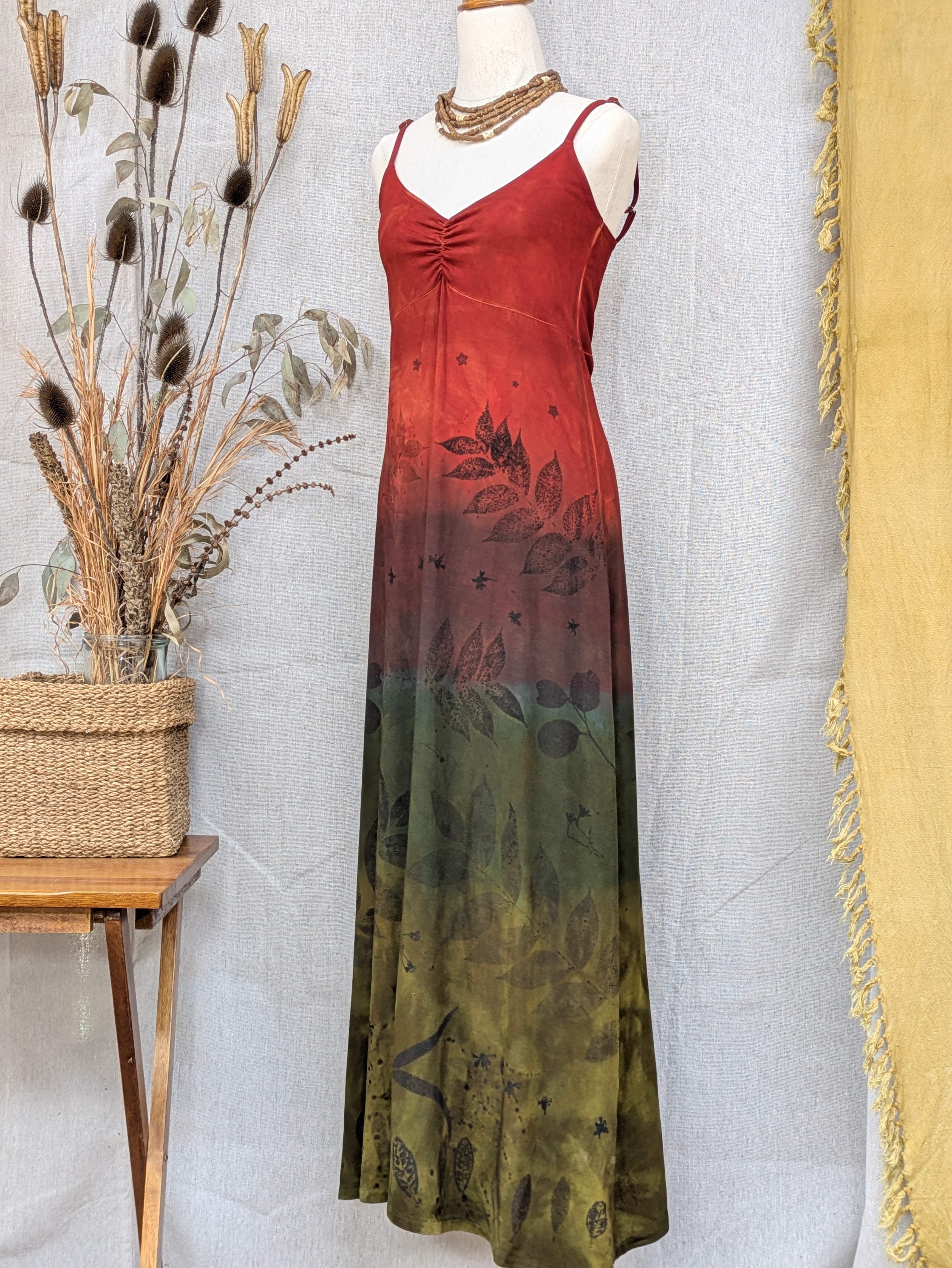 Botanically Printed Maxi Dress - Bamboo - Ombre