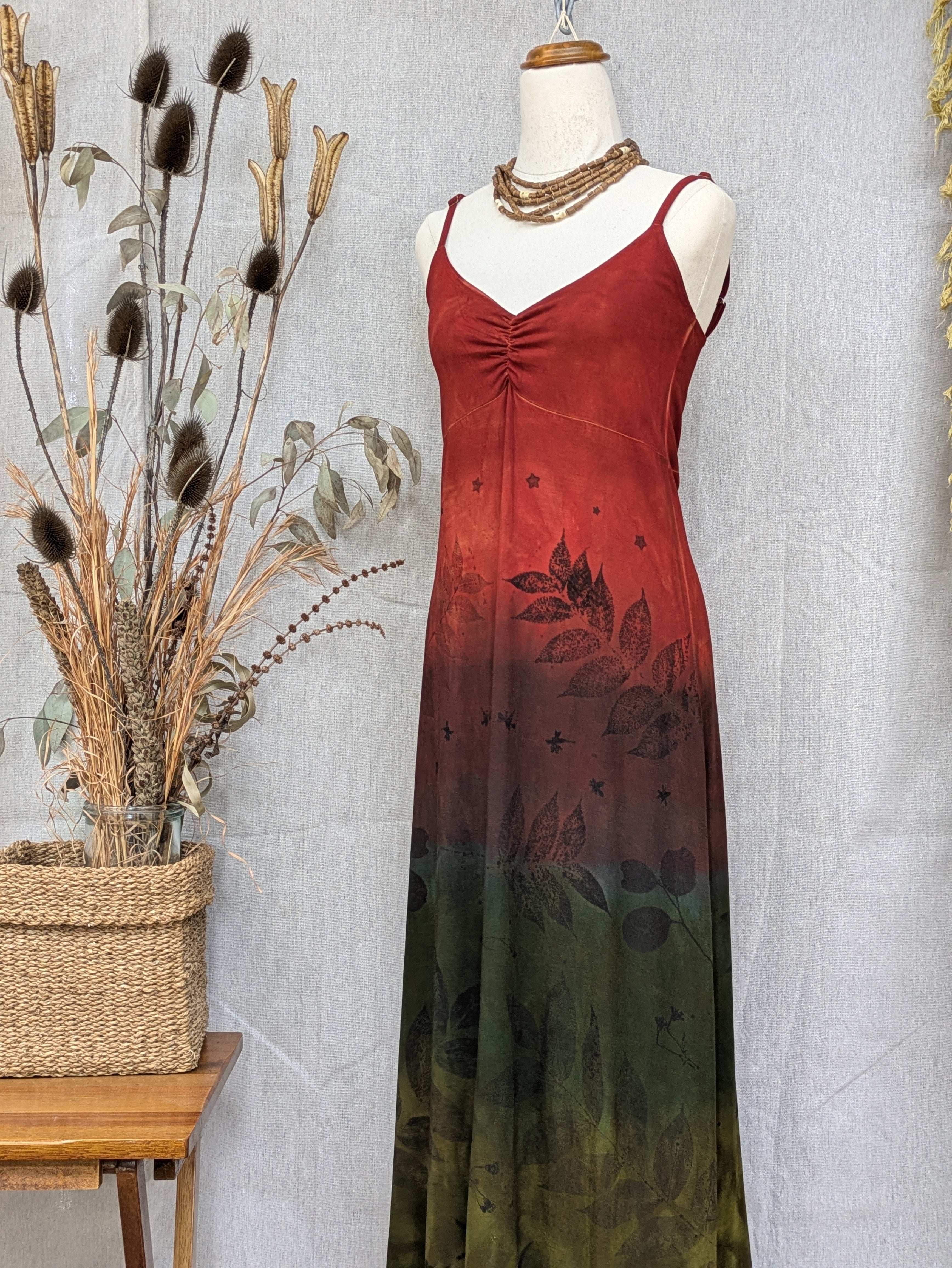 Botanically Printed Maxi Dress - Bamboo - Ombre